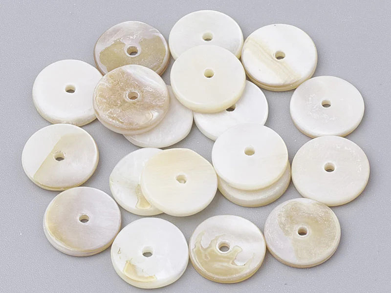 20 Perles Intercalaires Rondelles Heishi En Nacre Véritable - 6 Mm - Image 2