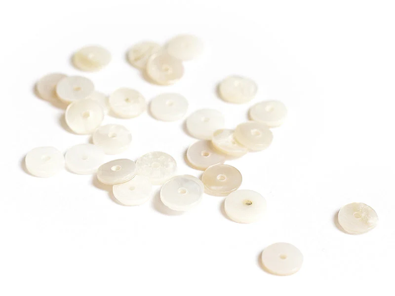 20 Perles Intercalaires Rondelles Heishi En Nacre Véritable - 6 Mm - Image 3