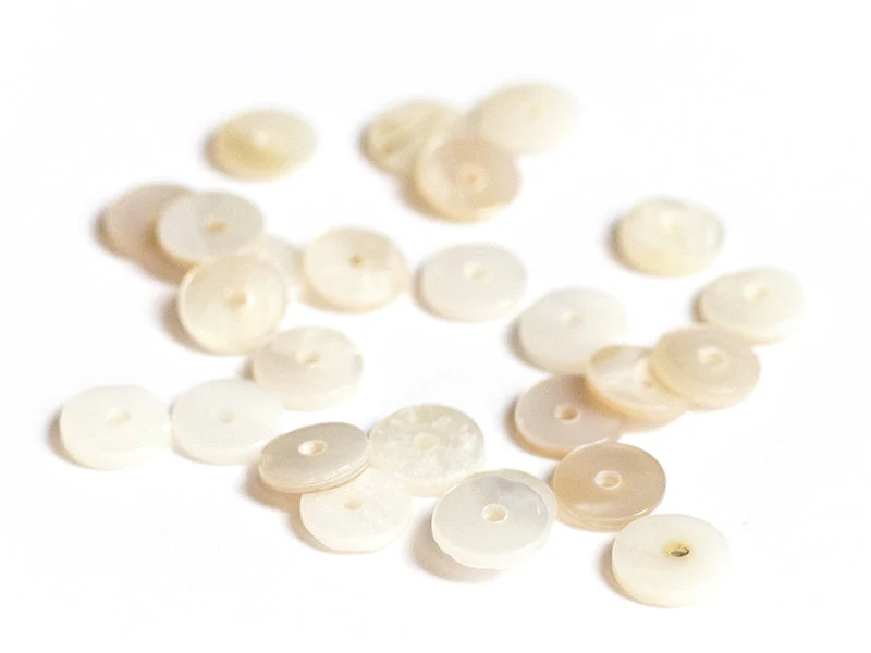 20 Perles Intercalaires Rondelles Heishi En Nacre Véritable - 6 Mm - Image 4