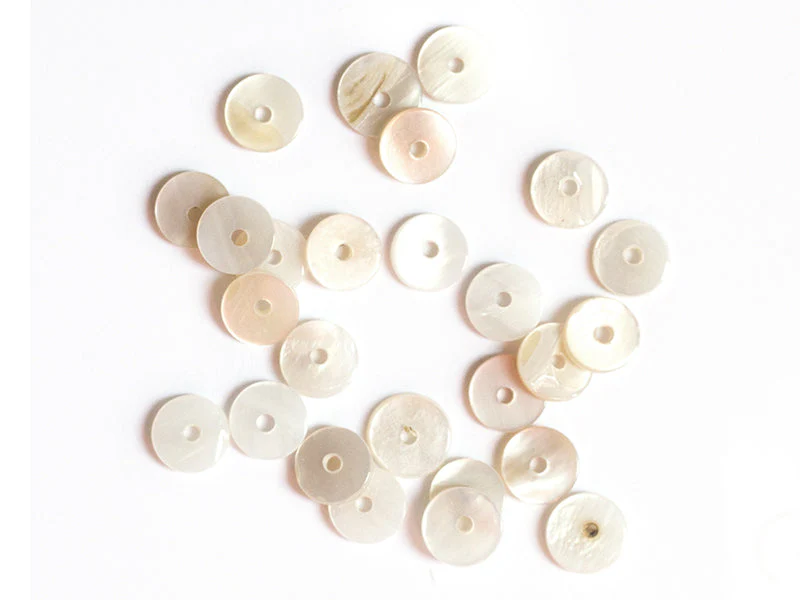 20 Perles Intercalaires Rondelles Heishi En Nacre Véritable - 6 Mm - Image 6