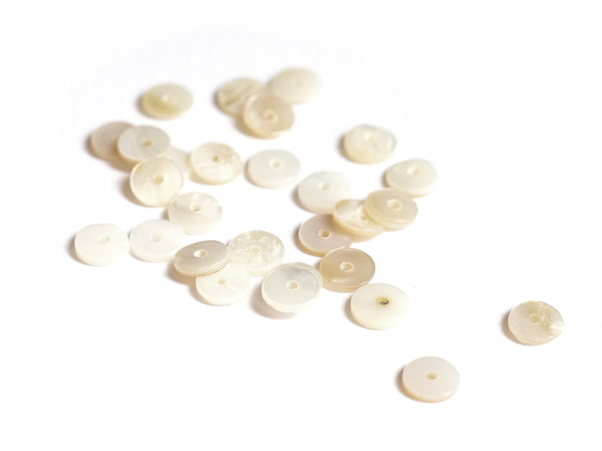 20 Perles Intercalaires Rondelles Heishi En Nacre Véritable - 6 Mm - Image 7