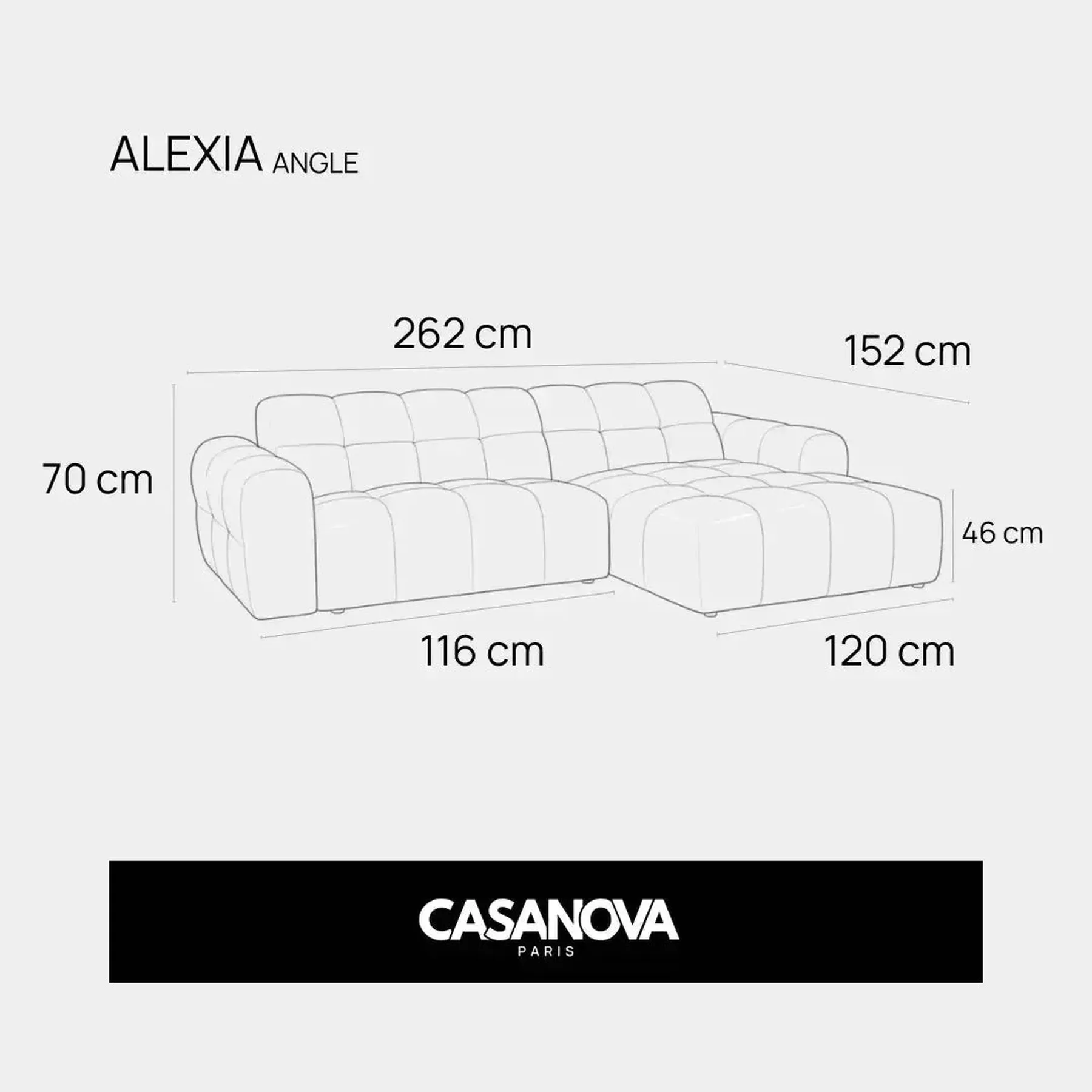 Alexia - Canapé D'Angle Tissu Bouclette 4 Places - Droit - Image 14