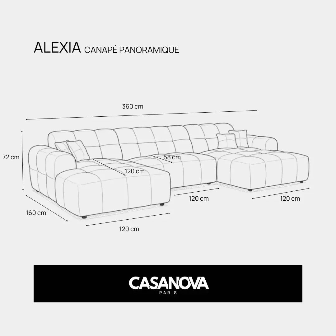 Alexia - Canapé Panoramique Tissu Bouclette 5 Places - Image 60