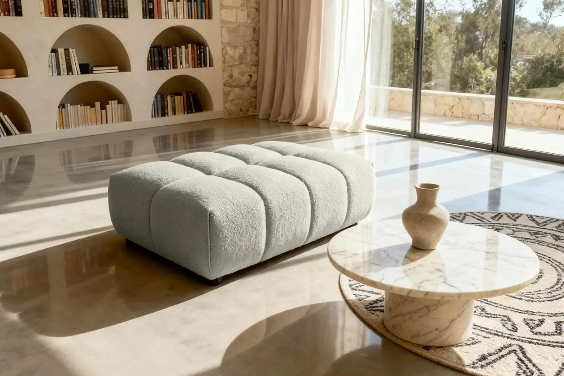 Alexia - Pouf Tissu Bouclette - Image 5