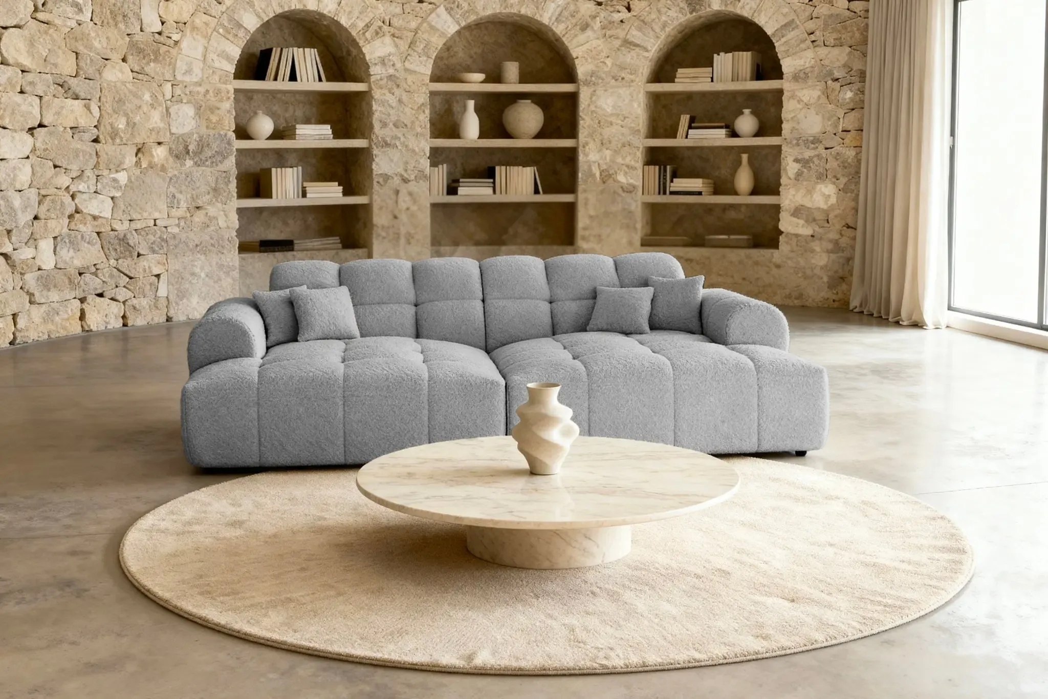 Alexia Xl - Canapé Droit Tissu Bouclette 4 Places - Image 15