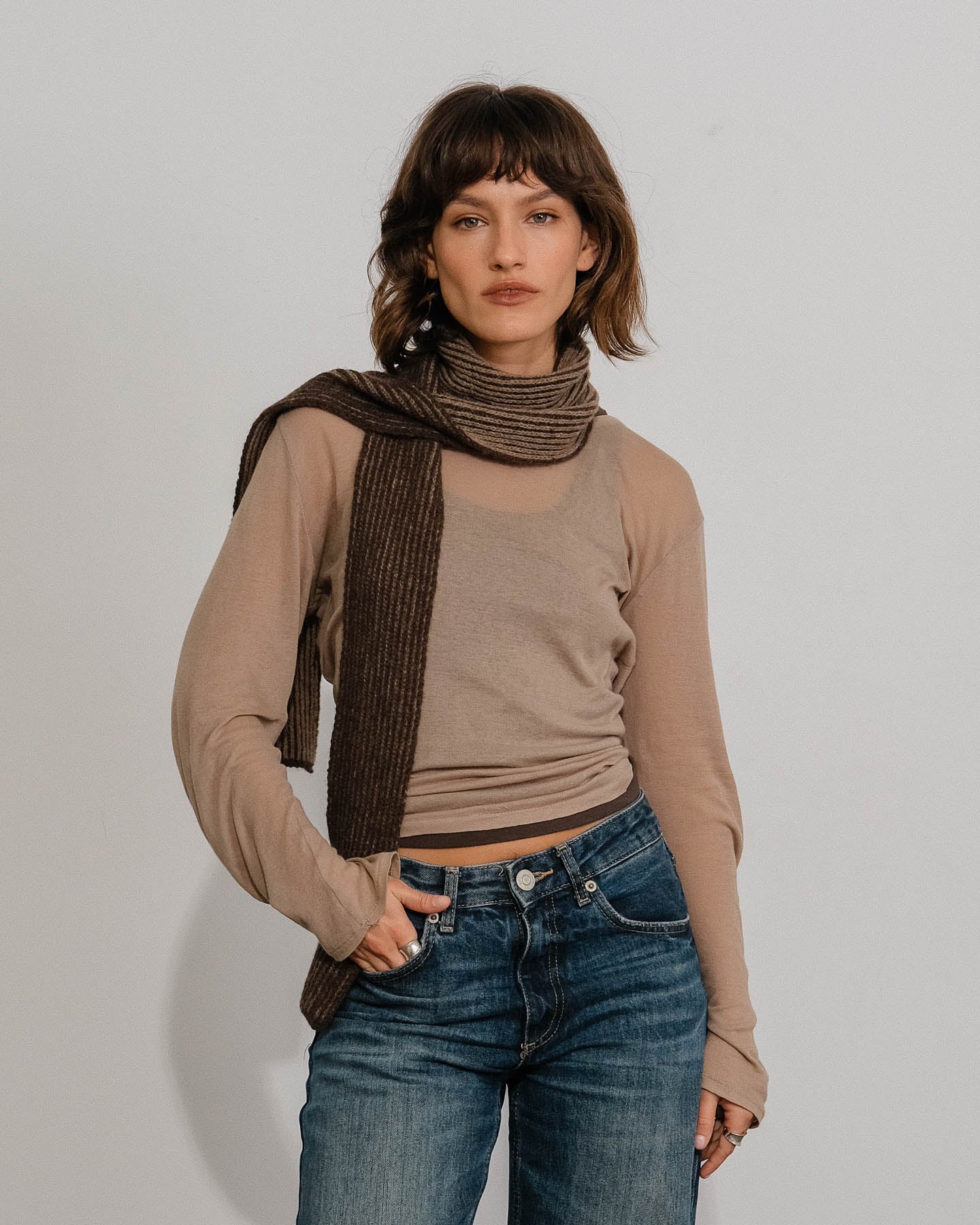 Écharpe Fine Amaia - Chocolat - Image 6