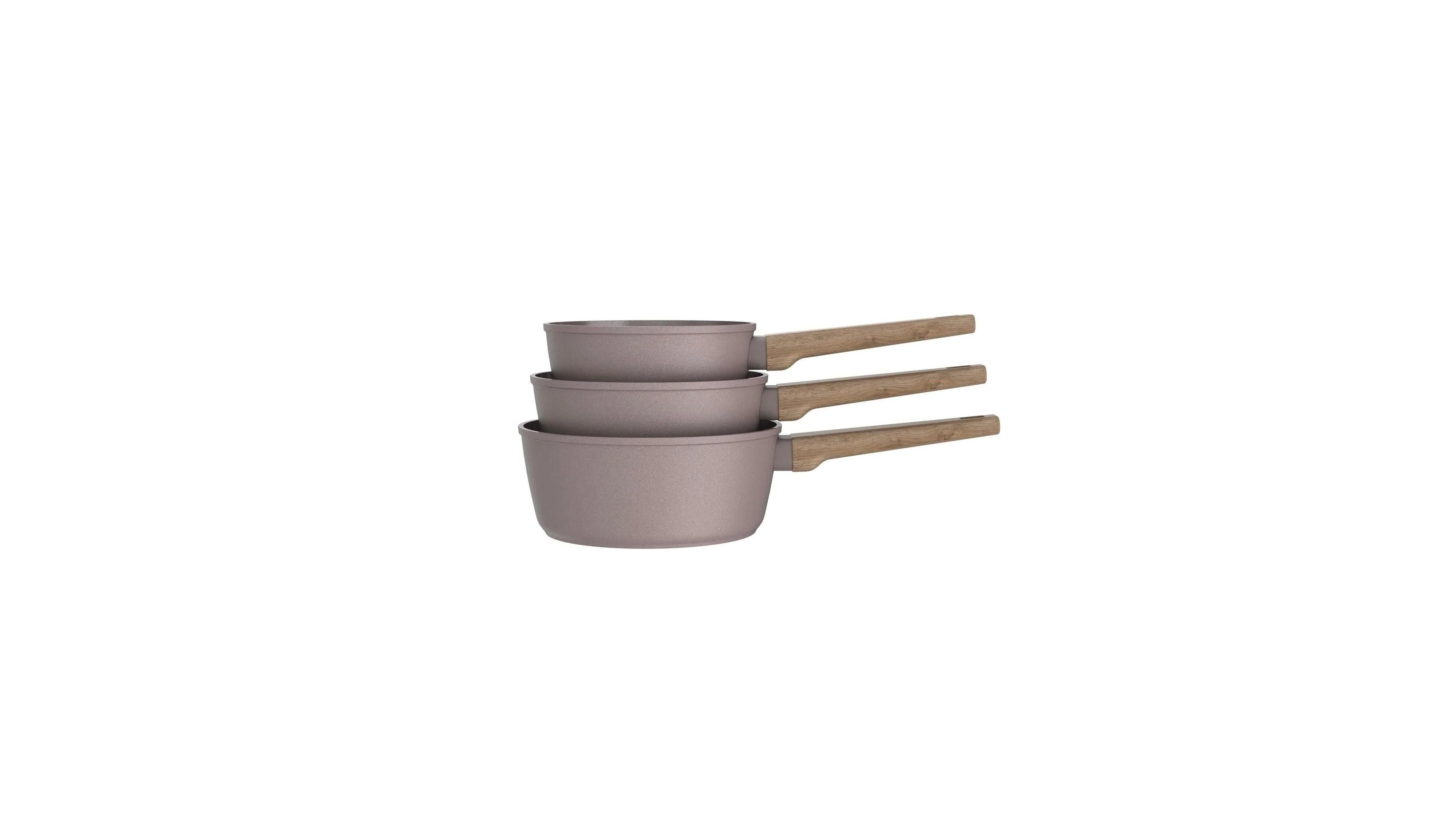 Set 3 Casseroles 16/18/20cm - Aluminium Forgé - Revêtement Céramique - Taupe - Image 2