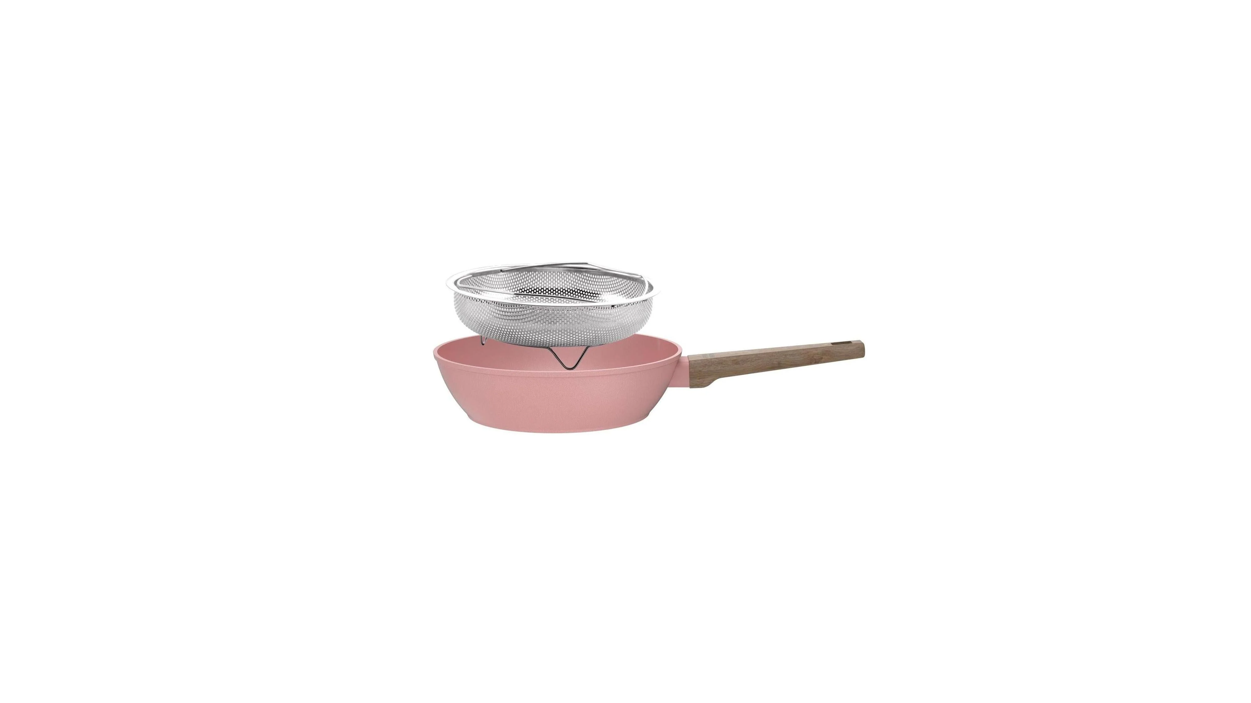 Sauteuse 28cm Avec Couvercle + Panier - Aluminium Forgé - Revêtement Céramique - Rose - Image 3