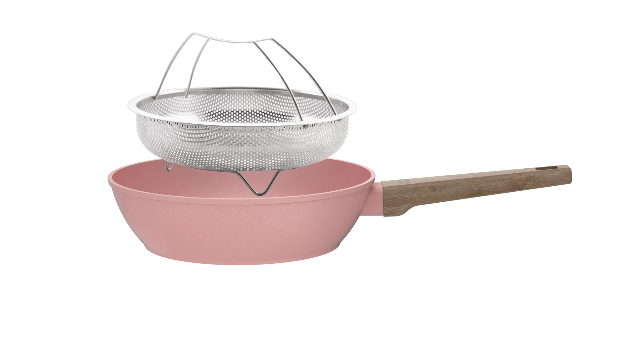 Sauteuse 28cm Avec Couvercle + Panier - Aluminium Forgé - Revêtement Céramique - Rose - Image 6
