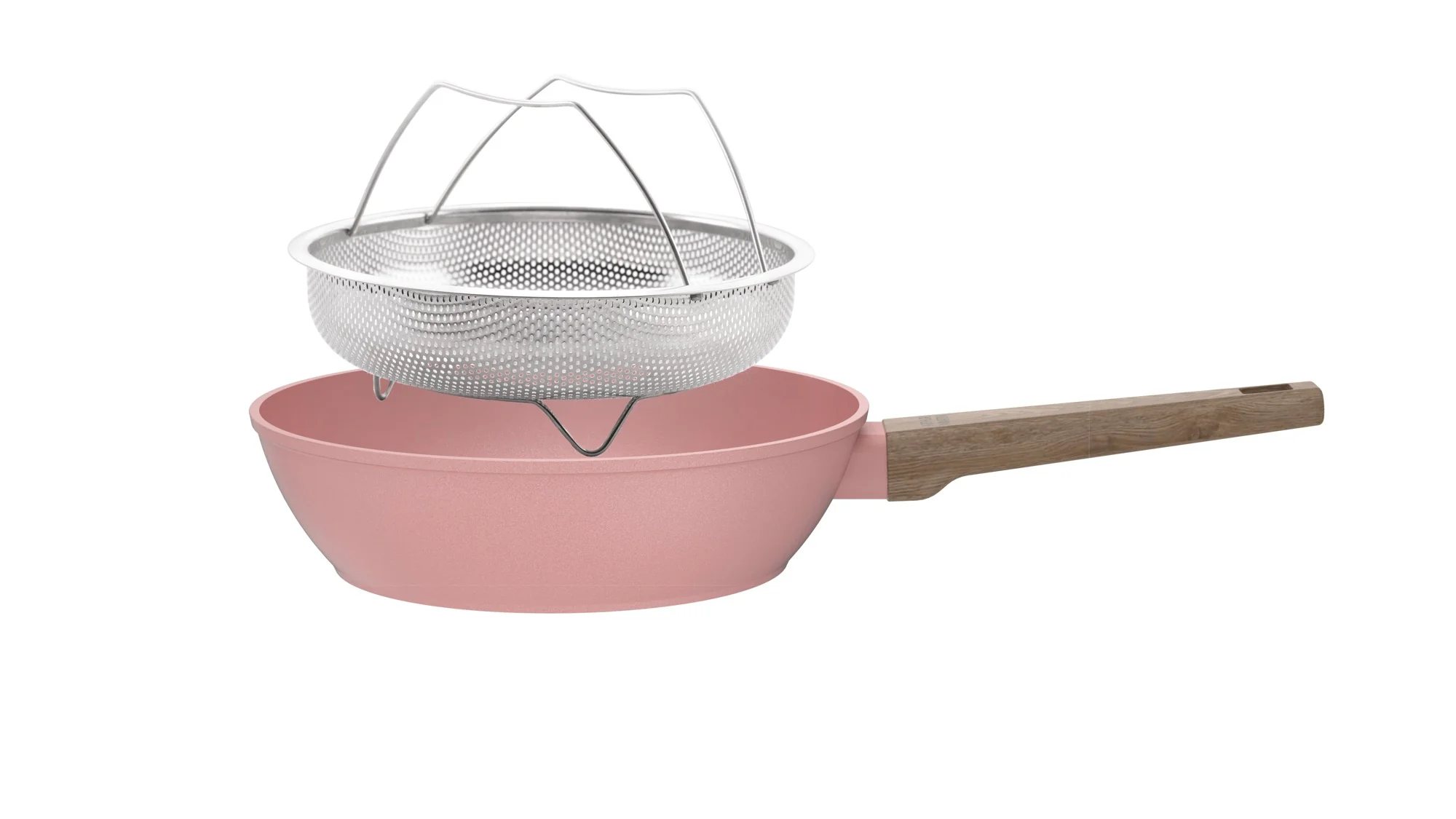 Sauteuse 28cm Avec Couvercle + Panier - Aluminium Forgé - Revêtement Céramique - Rose - Image 9