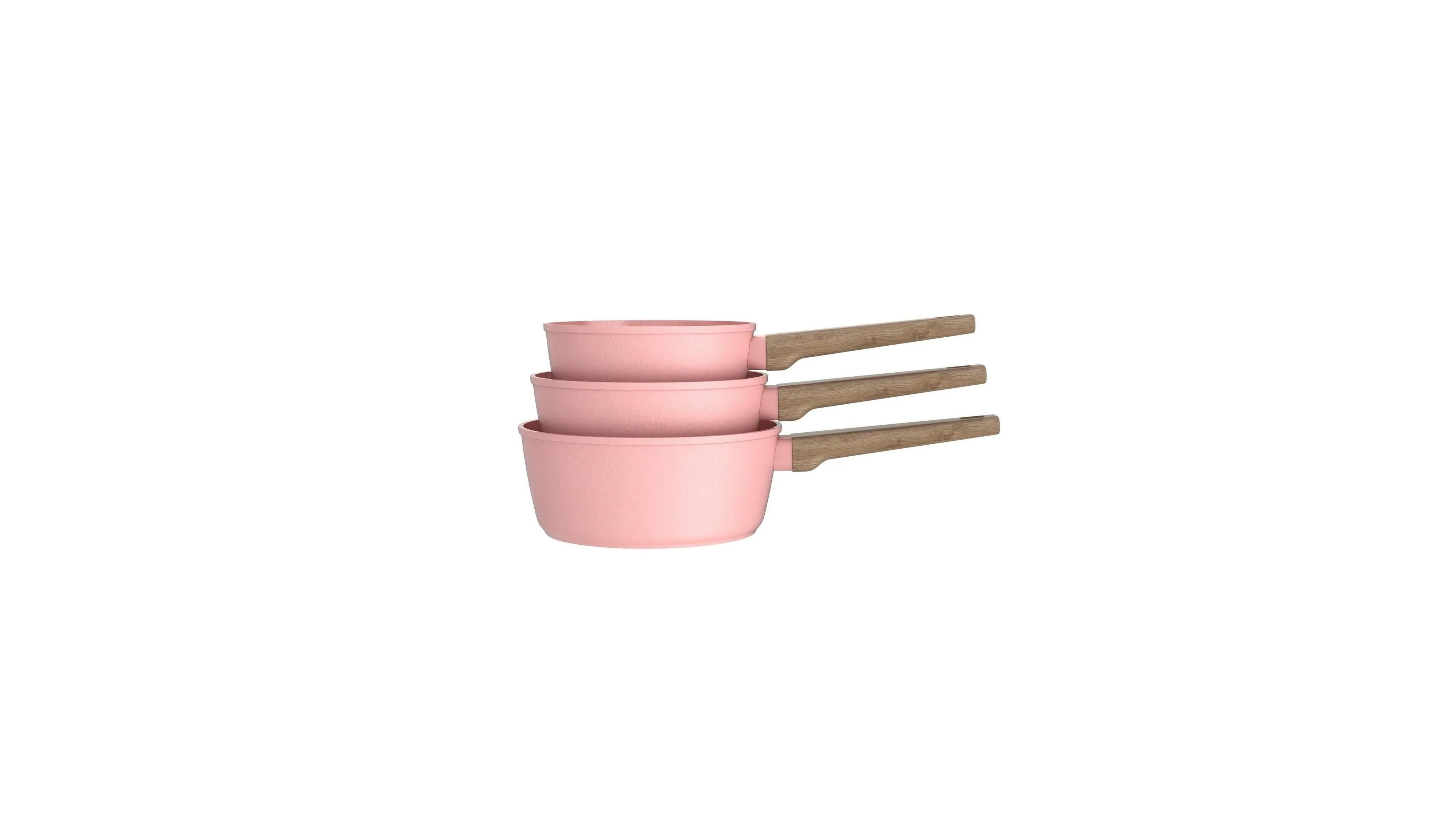Set 3 Casseroles 16/18/20cm - Aluminium Forgé - Revêtement Céramique - Rose - Image 2