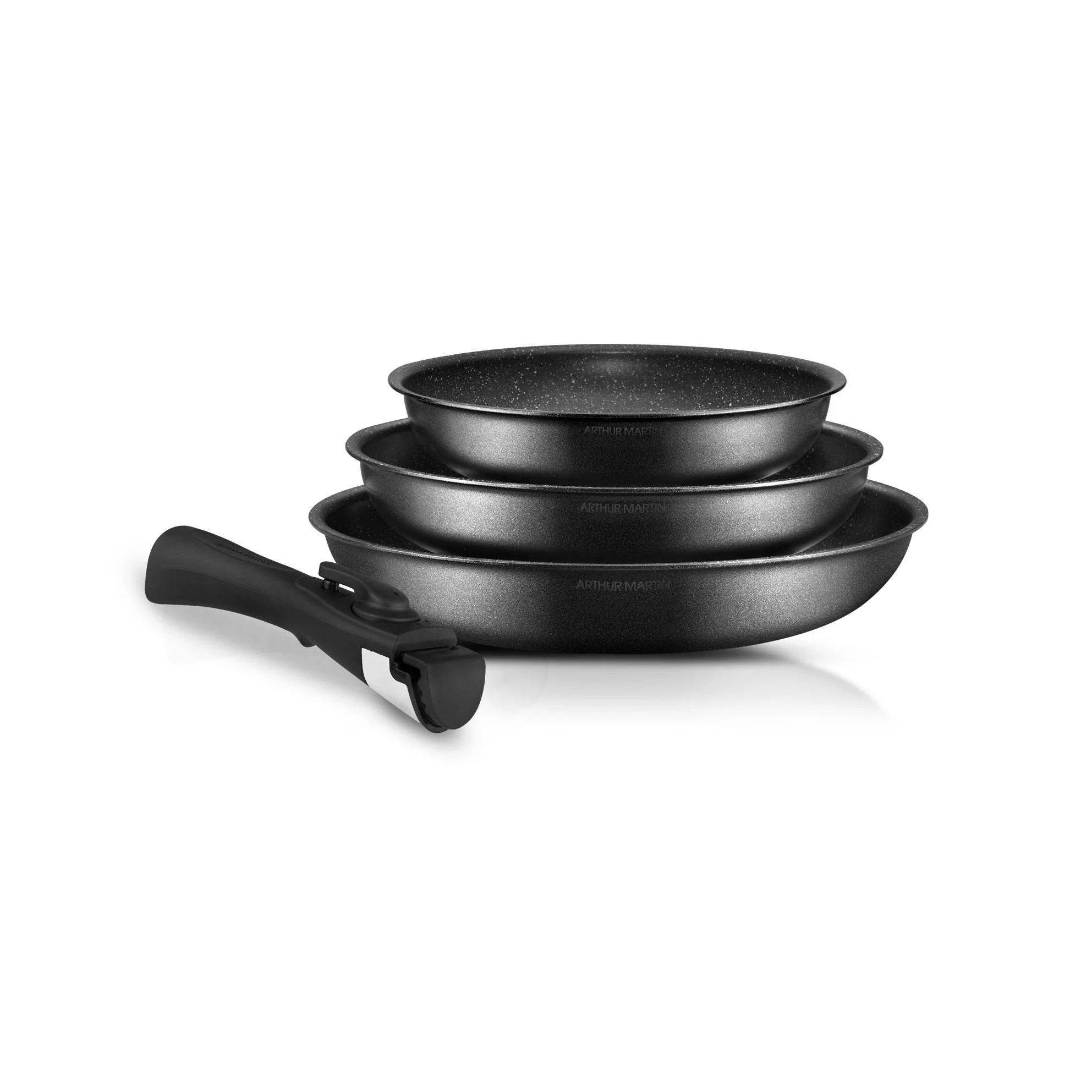 Set 3 Poêles 20/24/28cm - Aluminium - Anti-Adhésif - Noir - Image 2