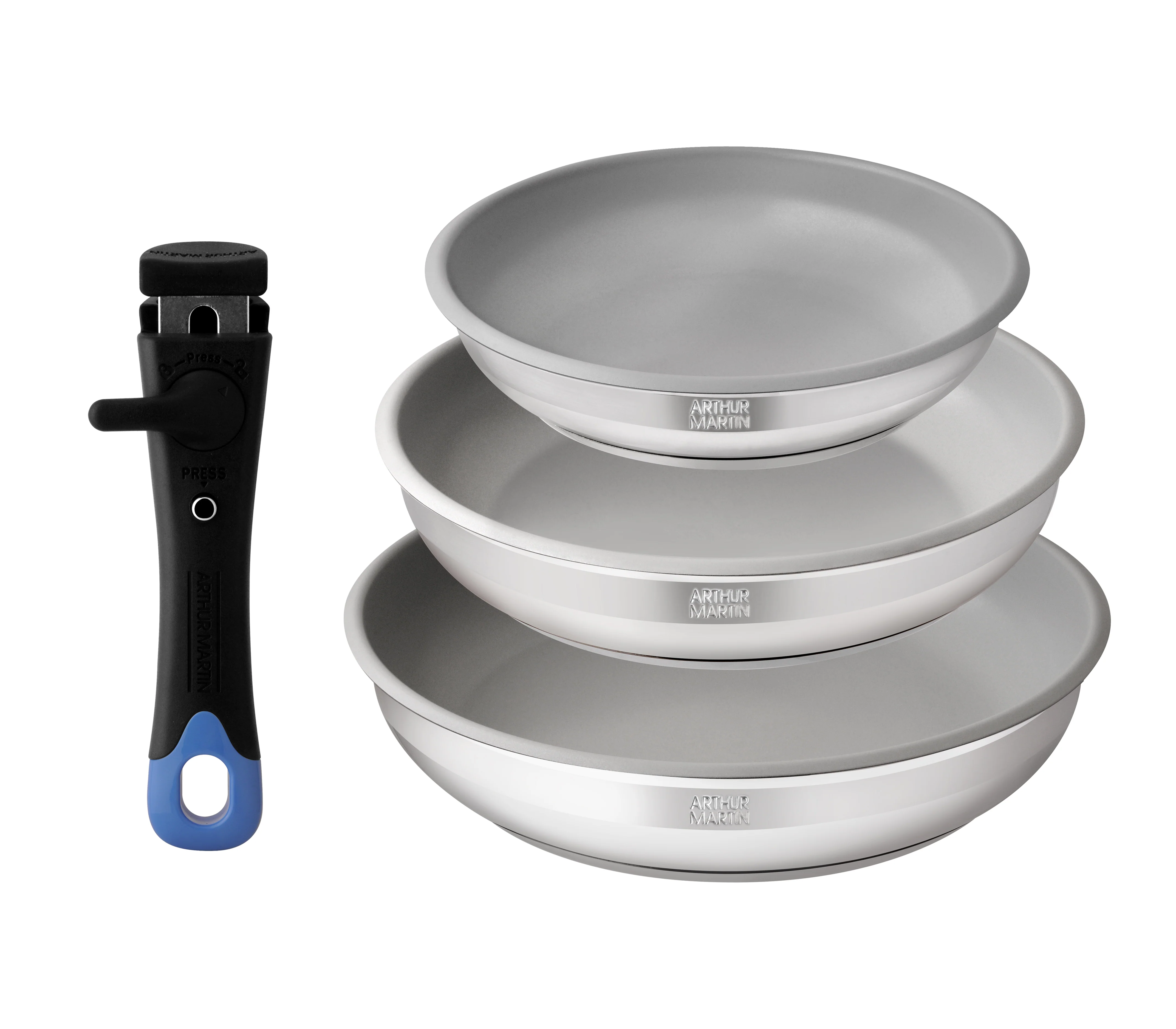 Set 3 Poêles 20/24/26 cm - Acier Inoxydable - Céramique - Inox - Image 2
