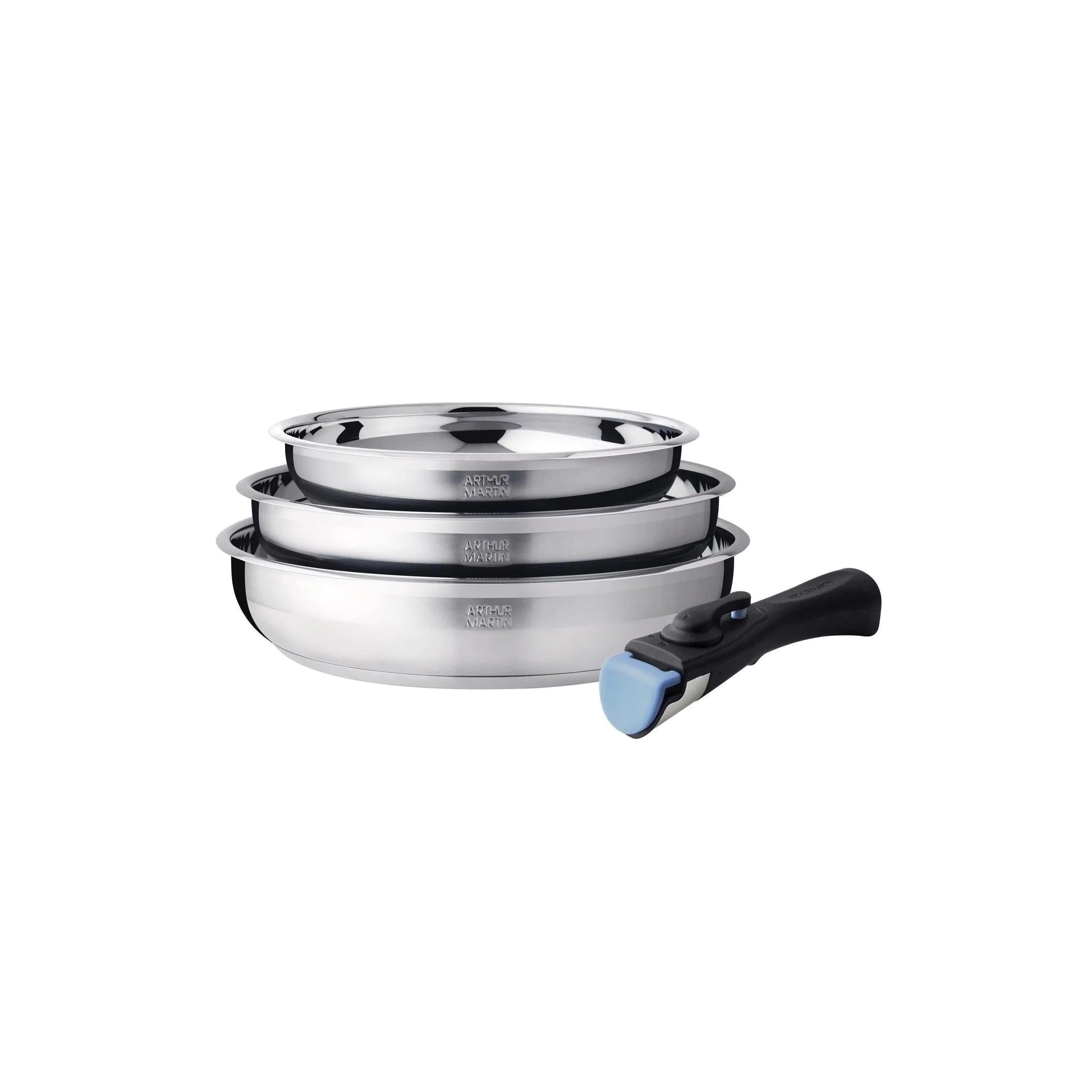 Set 3 Poêles 20/24/26cm - Acier Inoxydable - Inox - Image 2