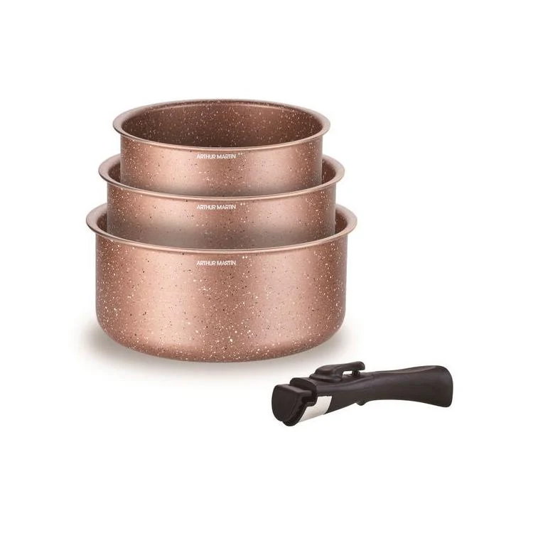 Set 3 Casseroles 16/18/20cm - Aluminium - Anti-Adhésif - Terracotta - Image 2