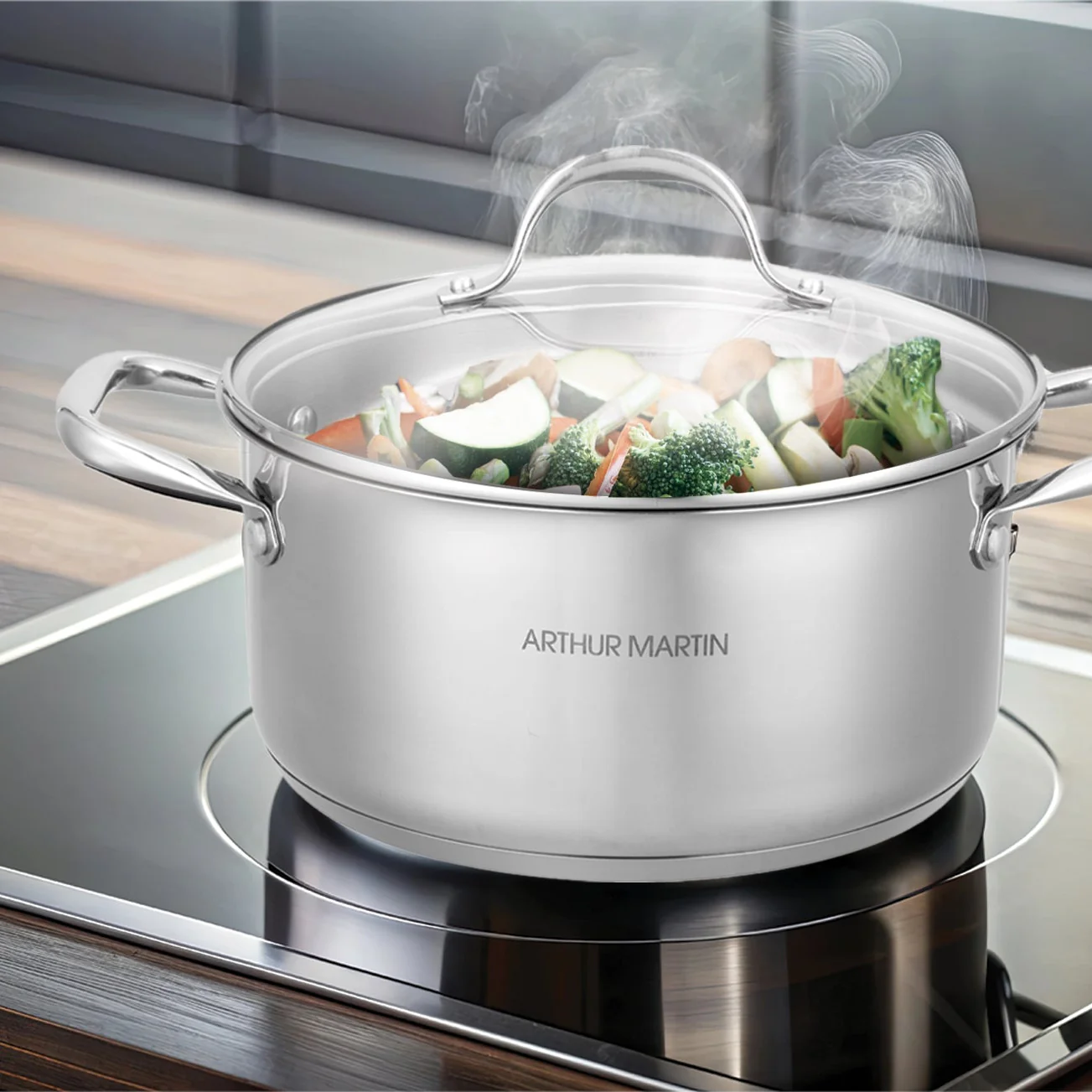 Marmite 28cm - Couvercle En Verre - Acier Inoxydable - Inox - Image 3