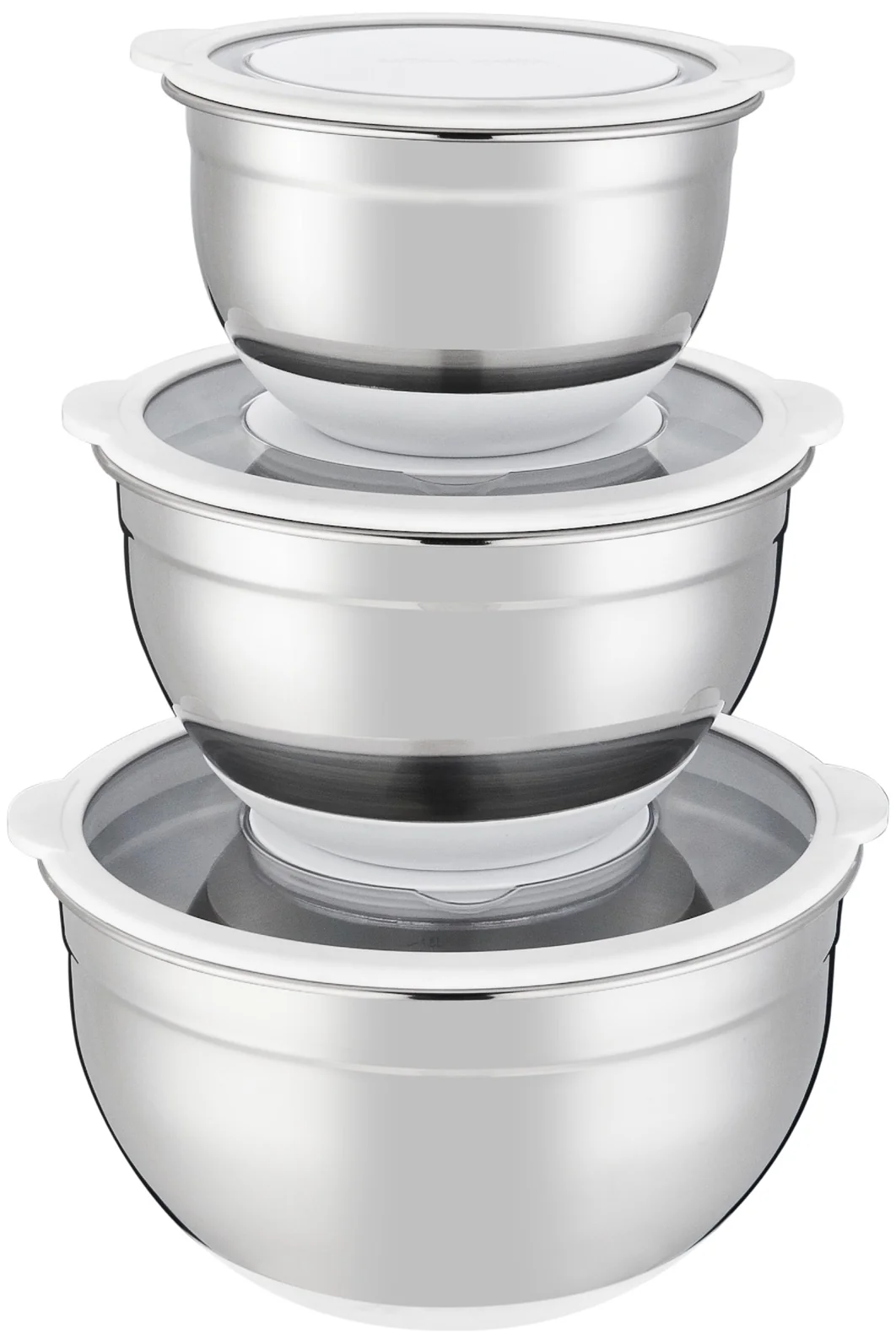 Set 3 Saladiers Avec Couvercle 16/20/24cm - Acier Inoxydable - Image 2