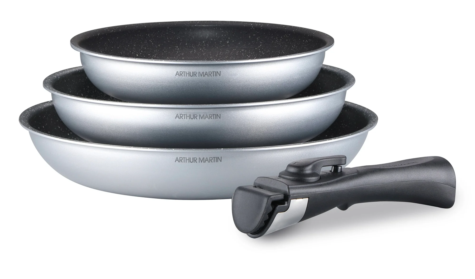 Set 3 Poêles 20/24/28cm - Aluminium - Anti-Adhésif - Silver - Image 2