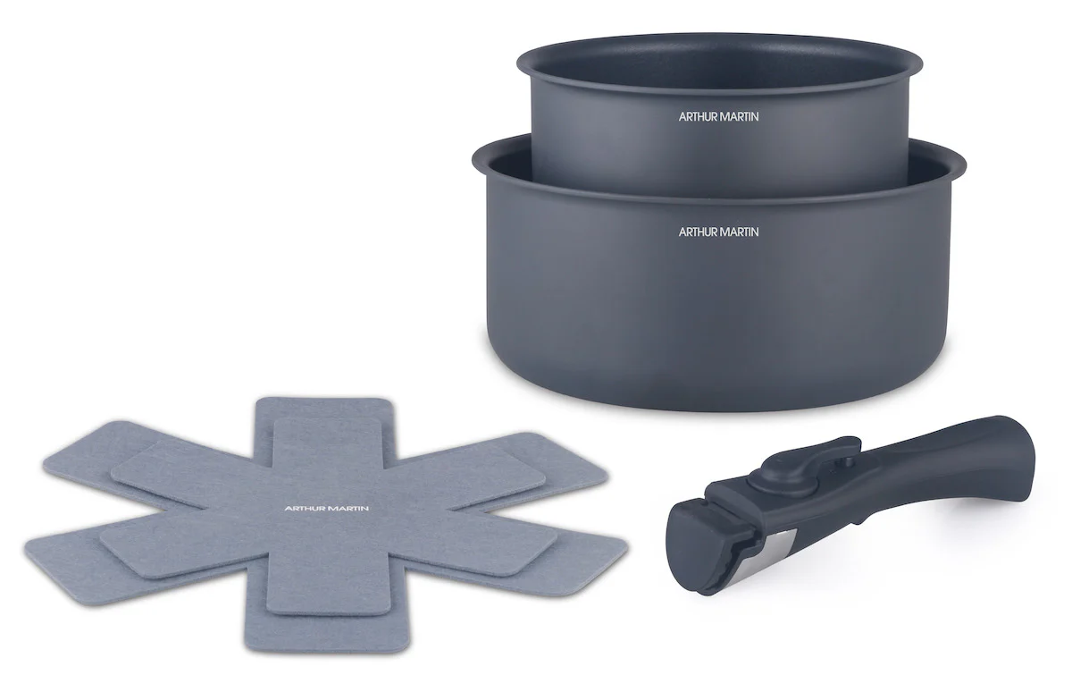 Set 2 Casseroles 16/20cm + 2 Proteges Poeles + 1 Poignée - Aluminium - Marine - Image 3