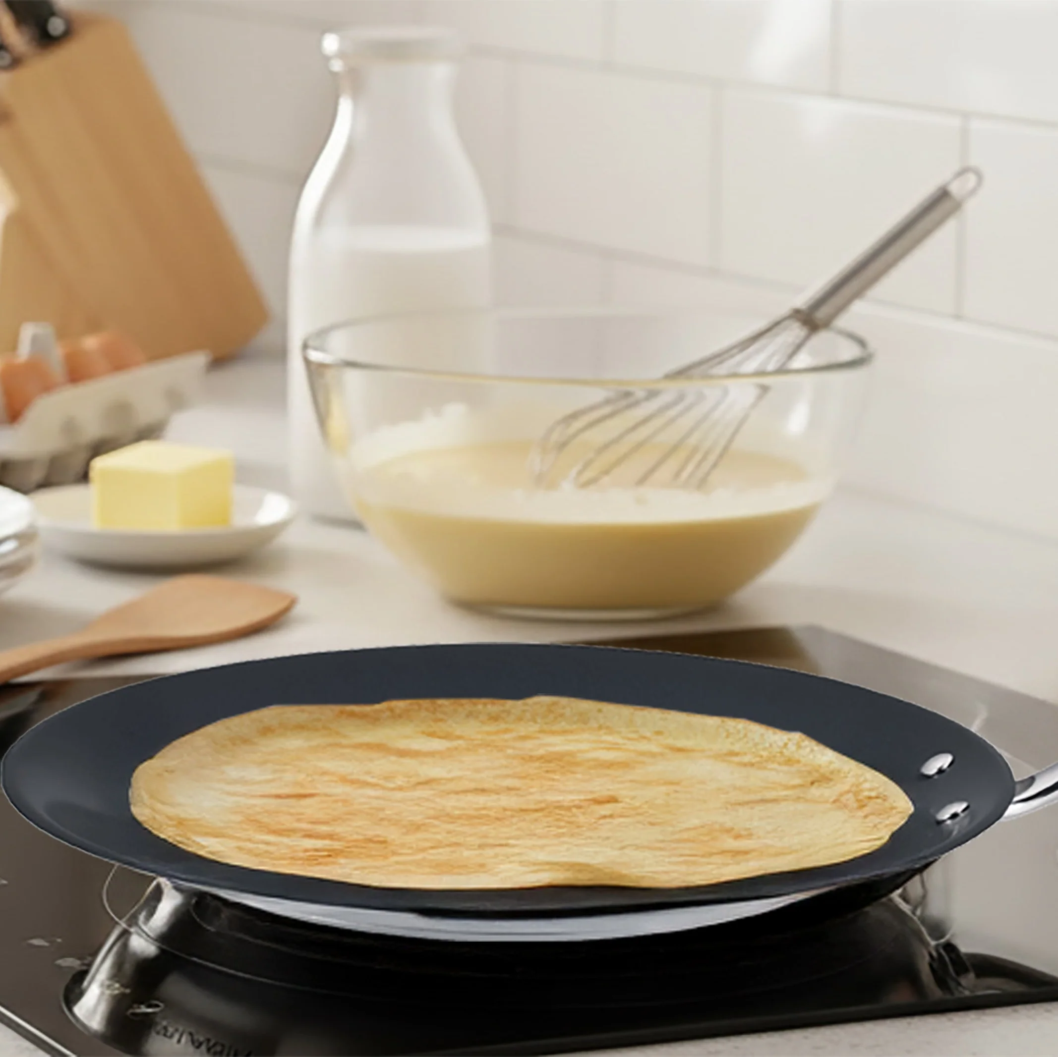 Crepiere 28cm Revetement Ceramique - Acier Inoxydable - Fond Capsulé - Inox - Image 2