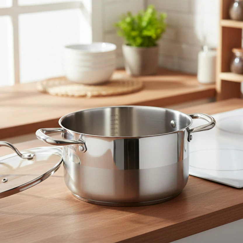 Marmite 28cm - Couvercle En Verre - Acier Inoxydable - Inox - Image 3