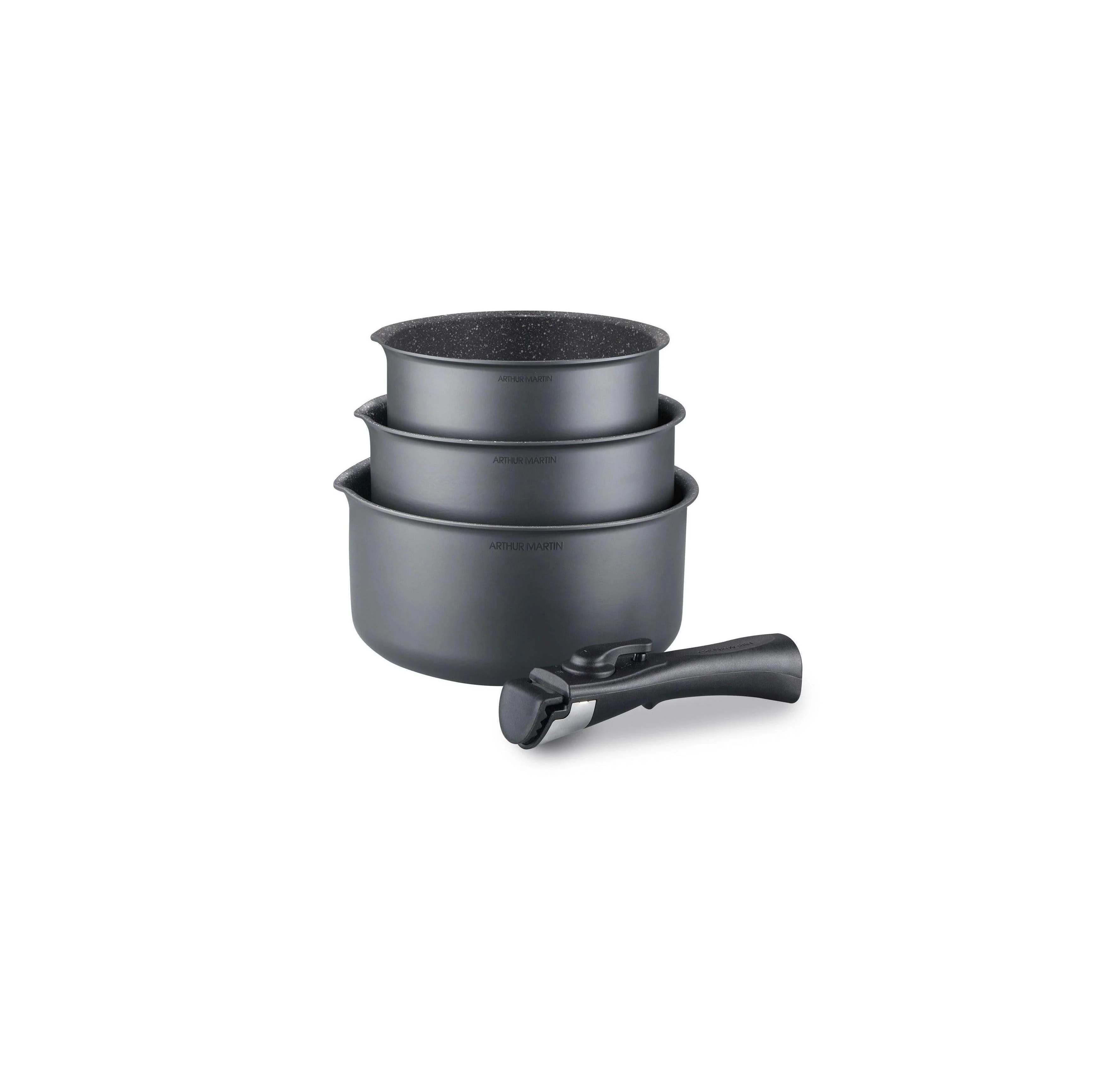 Set 3 Casseroles 16/18/20cm - Aluminium - Anti-Adhésif - Gris Mat - Image 2