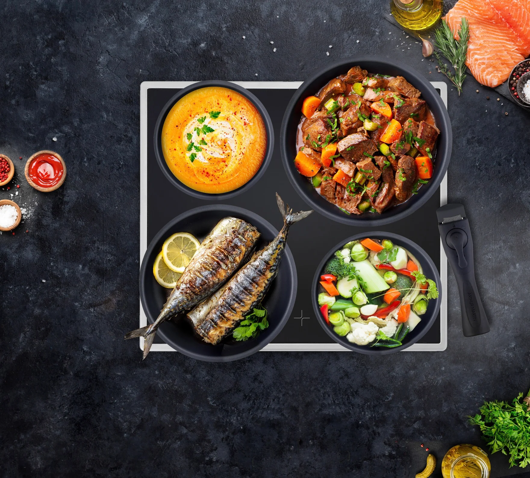 Set 3 Casseroles 16/18/20cm - Aluminium - Anti-Adhésif - Silver - Image 3