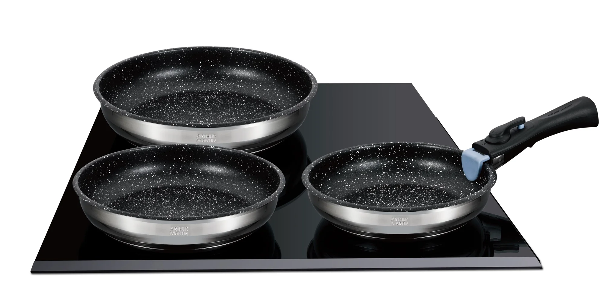 Set 3 Poêles 20/24/26cm - Intérieur Anti-Adhésif - Acier Inoxydable - Inox - Image 4