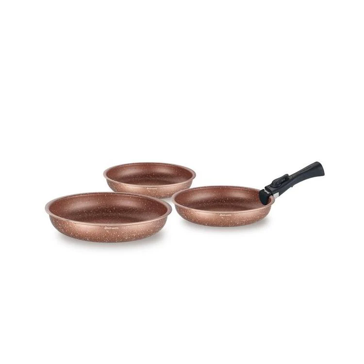 Set 3 Poêles 20/24/28cm - Aluminium - Anti-Adhésif - Terracotta - Image 2