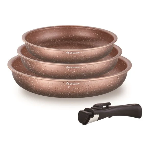 Set 3 Poêles 20/24/28cm - Aluminium - Anti-Adhésif - Terracotta - Image 3