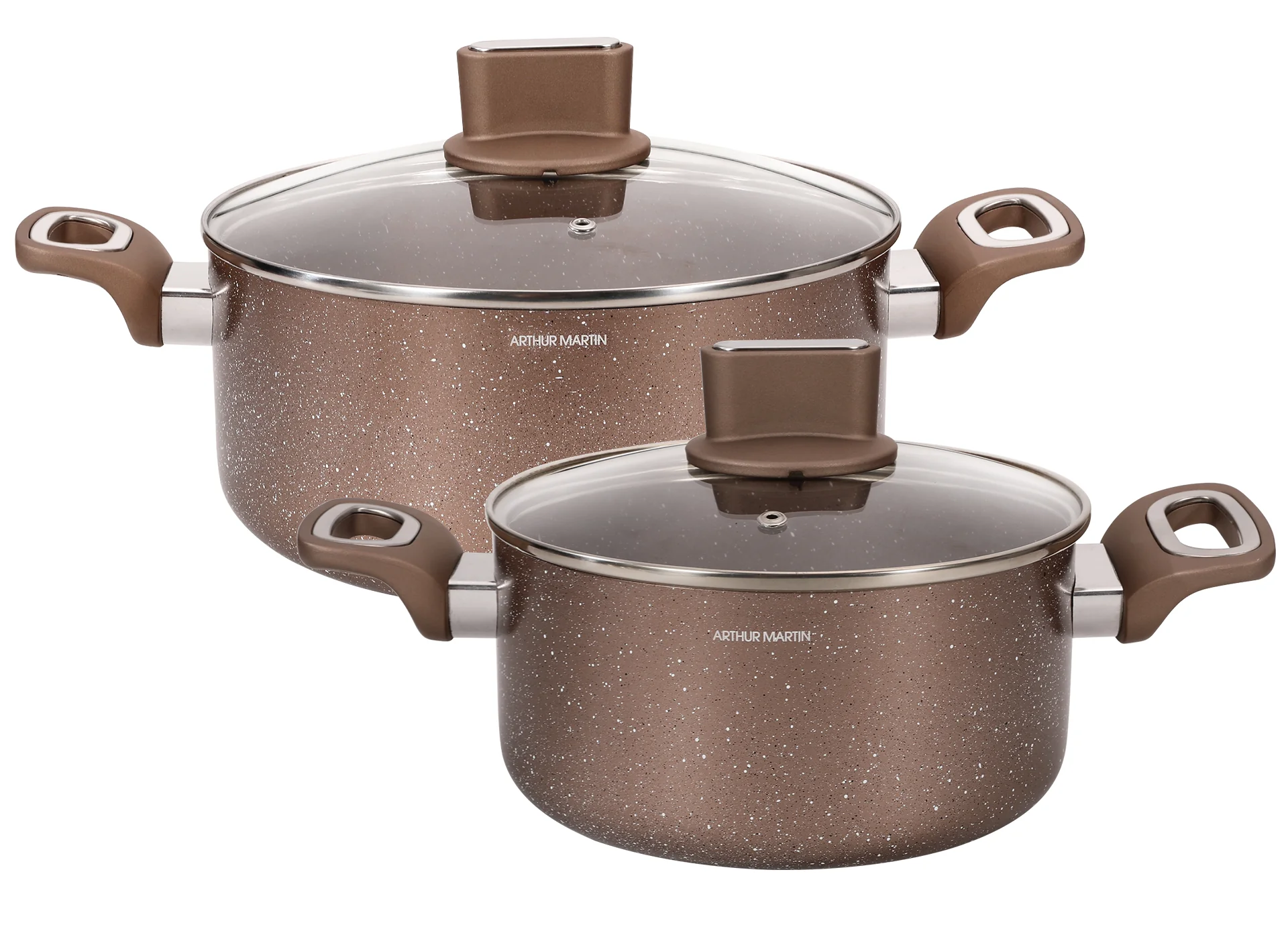 Set 2 Marmites 20/24cm Avec Couvercles - Aluminium - Anti Adhésif - Terracotta - Image 2