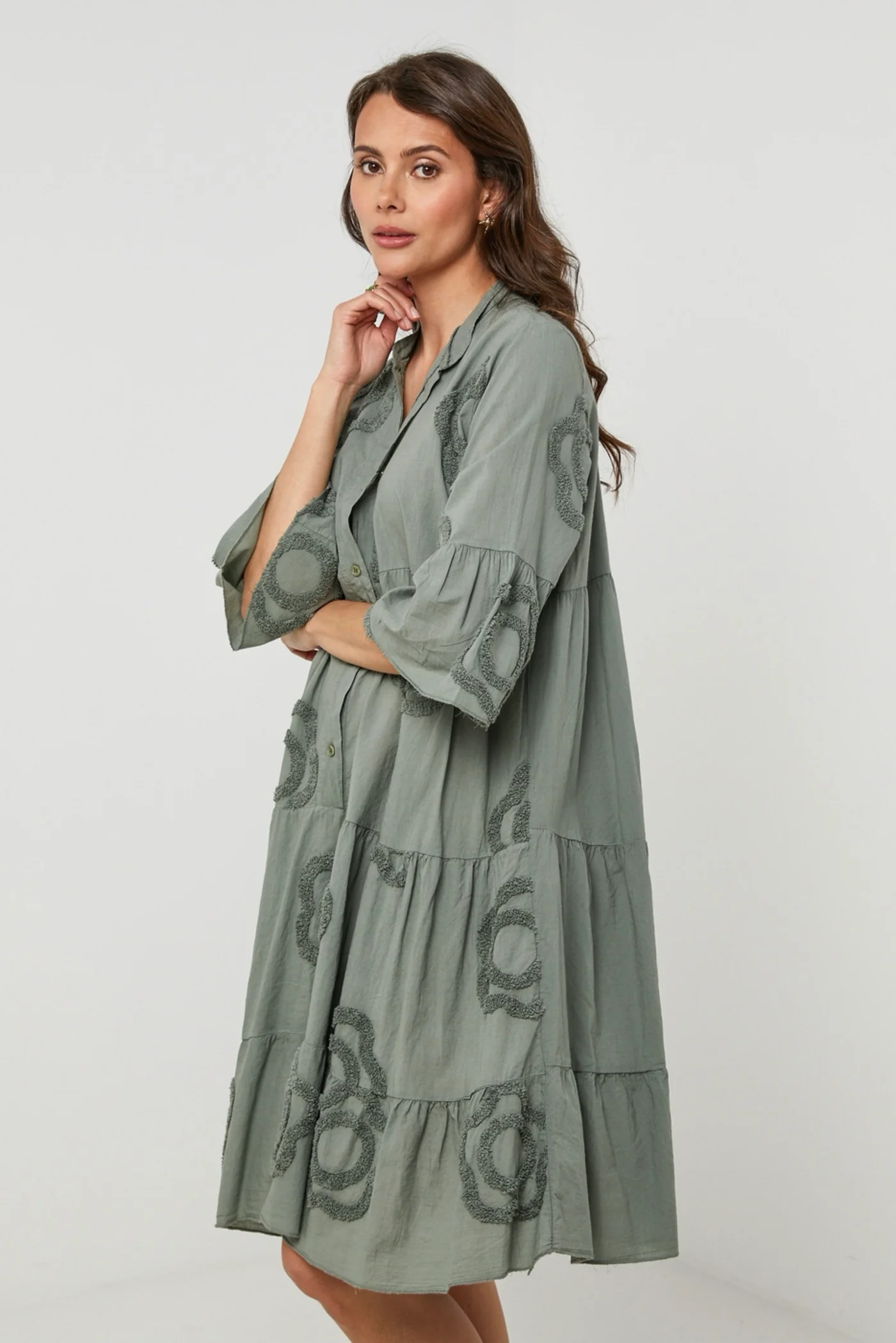 Robe Chemise - Kaki - Femme - Image 3
