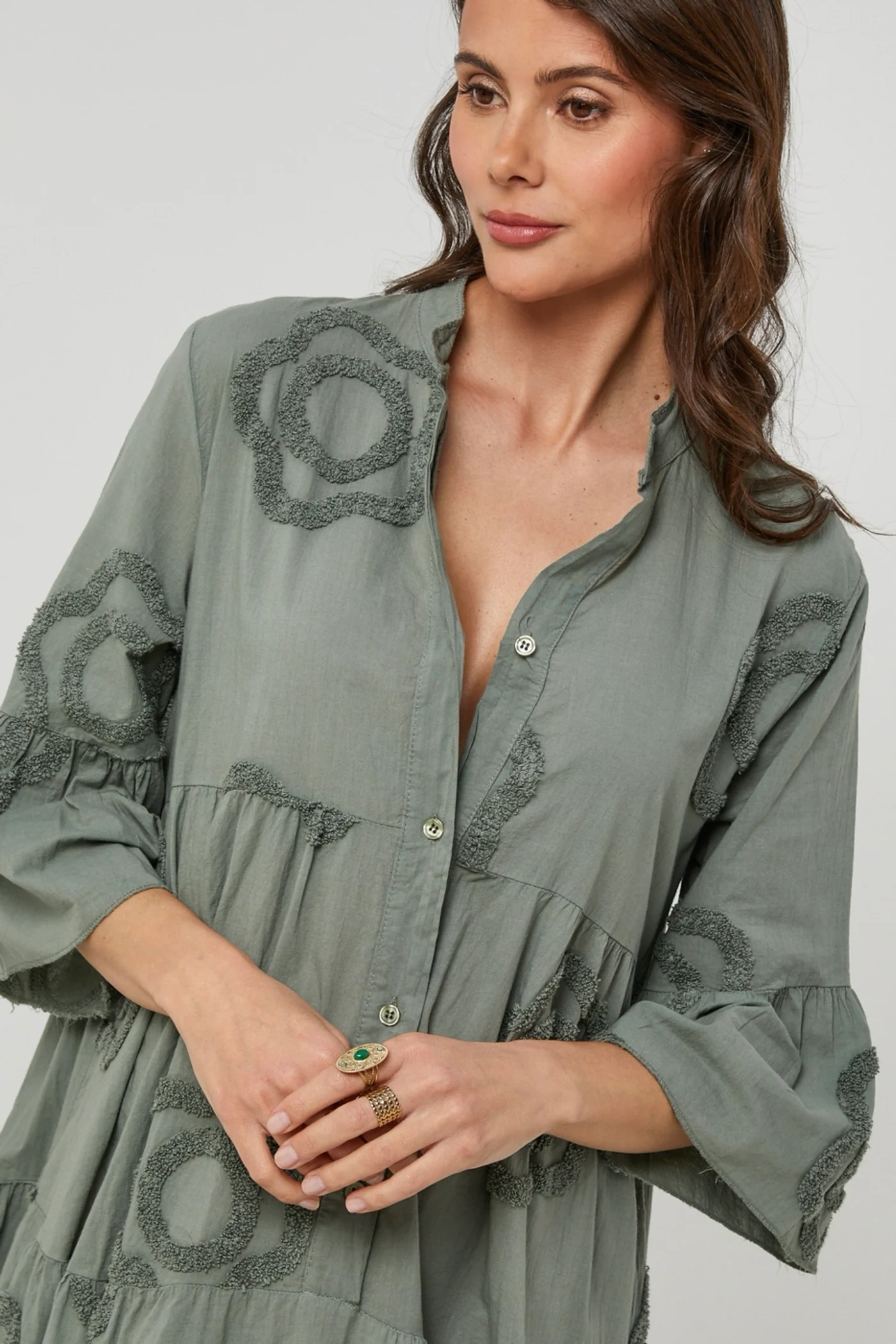 Robe Chemise - Kaki - Femme - Image 5