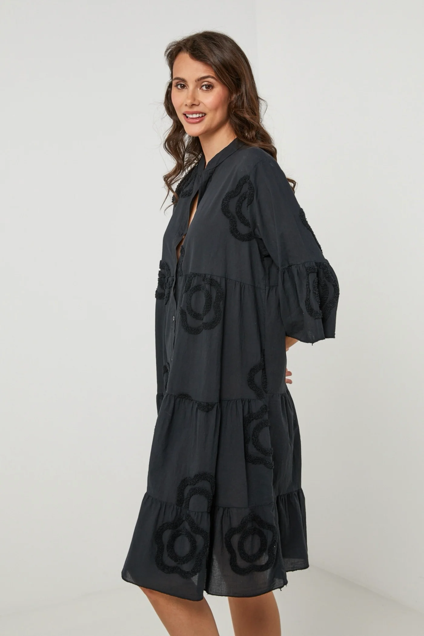 Robe Chemise - Noir - Femme - Image 3