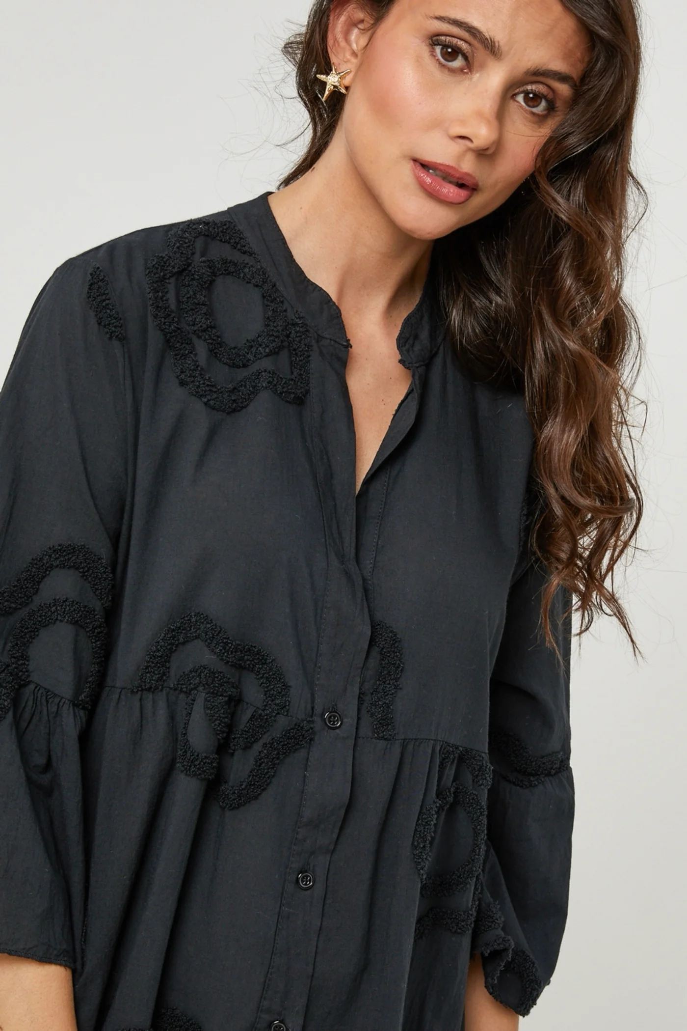 Robe Chemise - Noir - Femme - Image 5