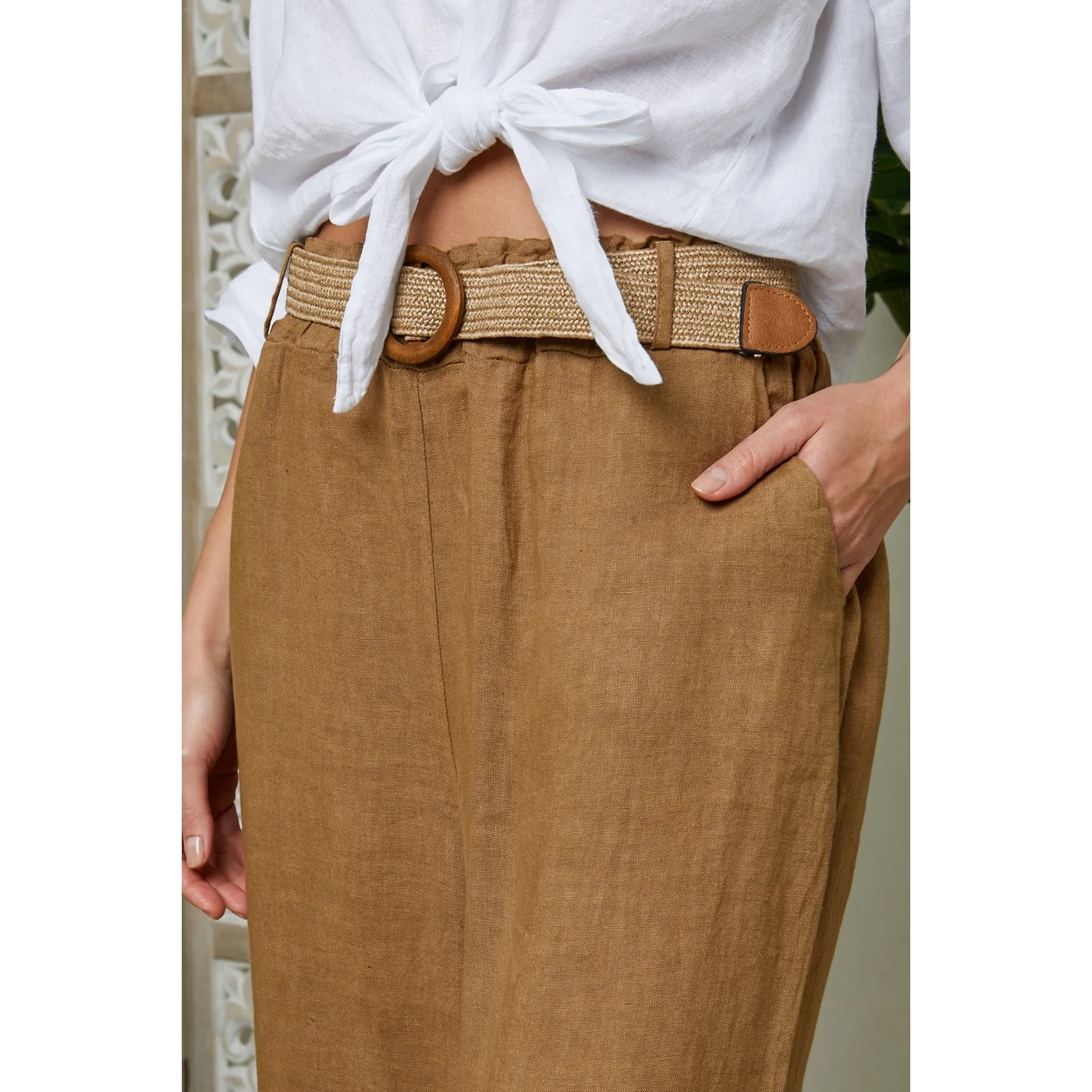 Pantalon - Camel - Femme - Image 2