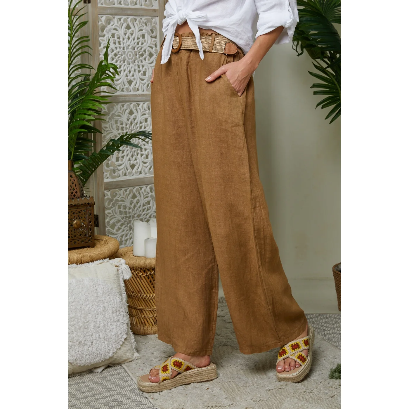 Pantalon - Camel - Femme - Image 4