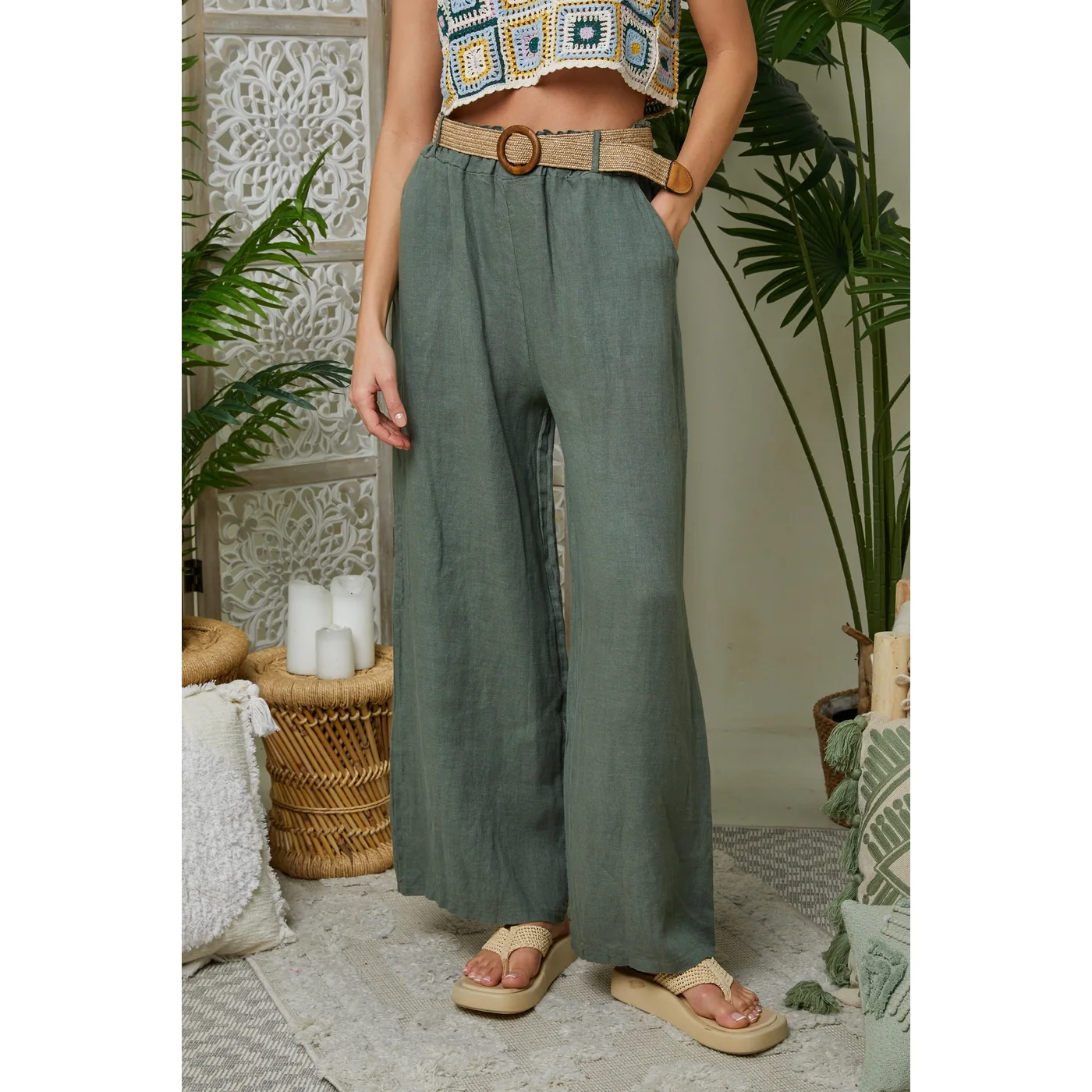 Pantalon - Kaki - Femme - Image 2