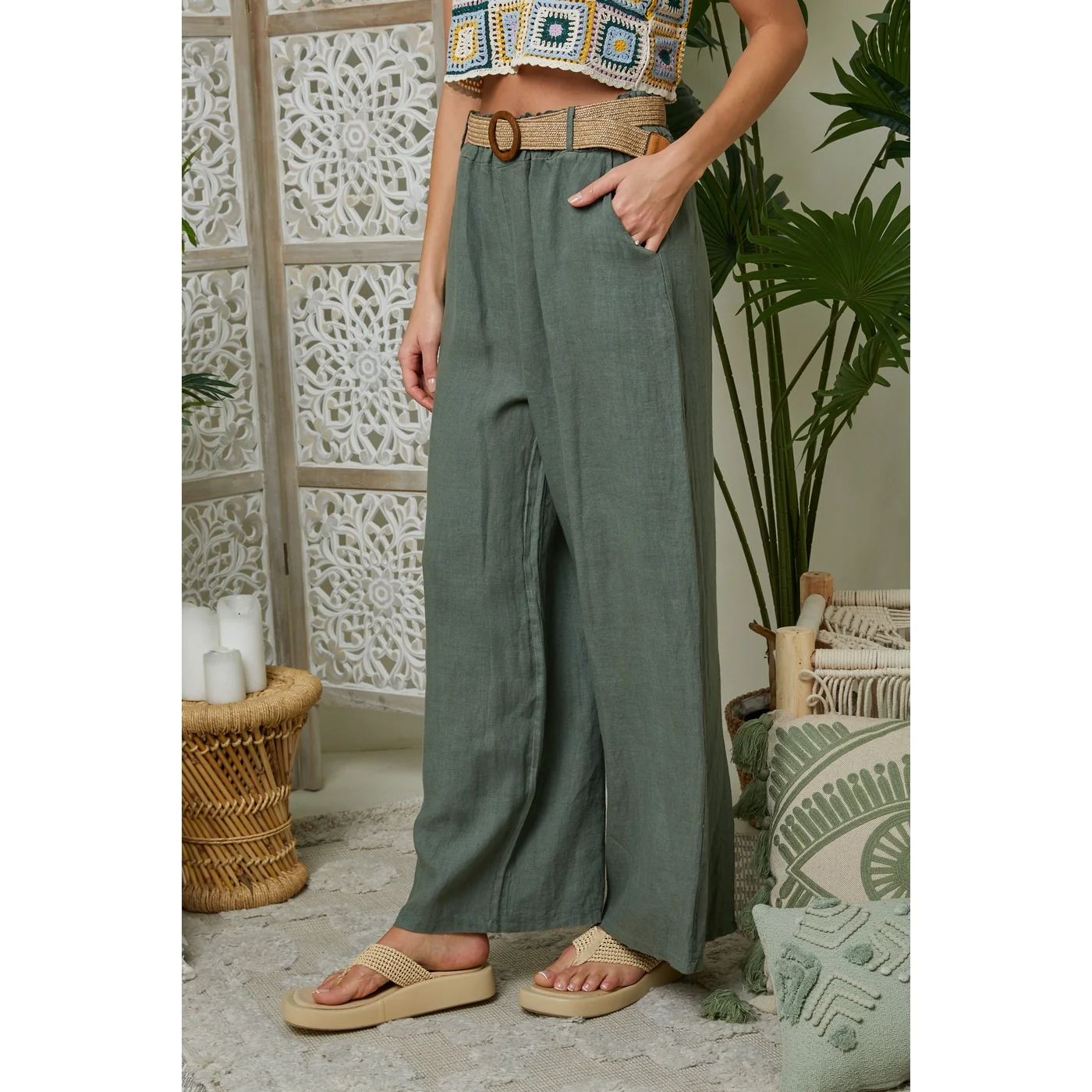Pantalon - Kaki - Femme - Image 3
