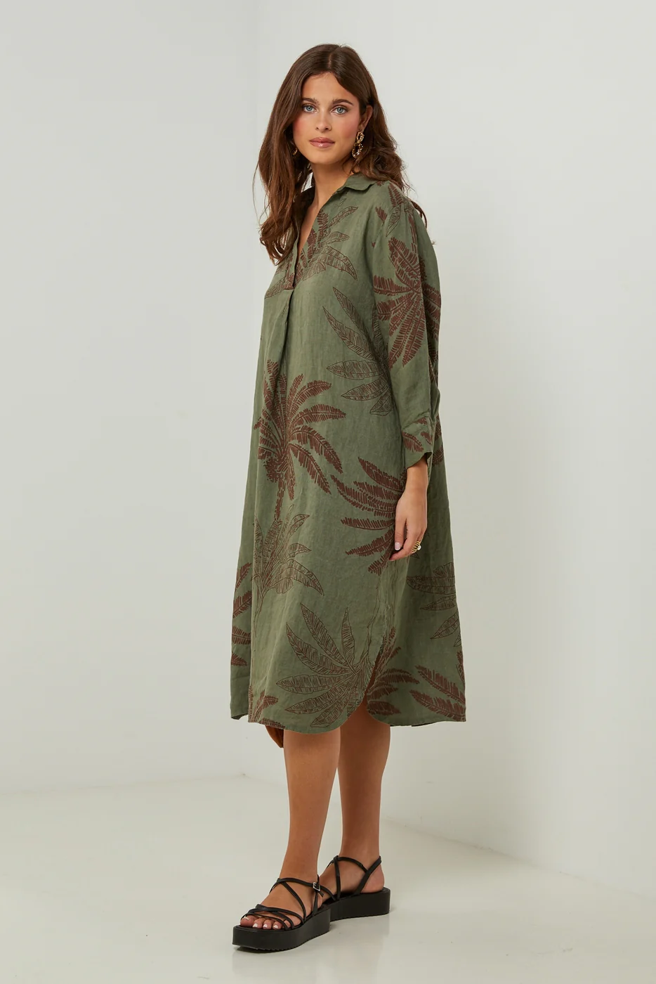 Autour Du Lin - Robe - Kaki - Femme - Image 3