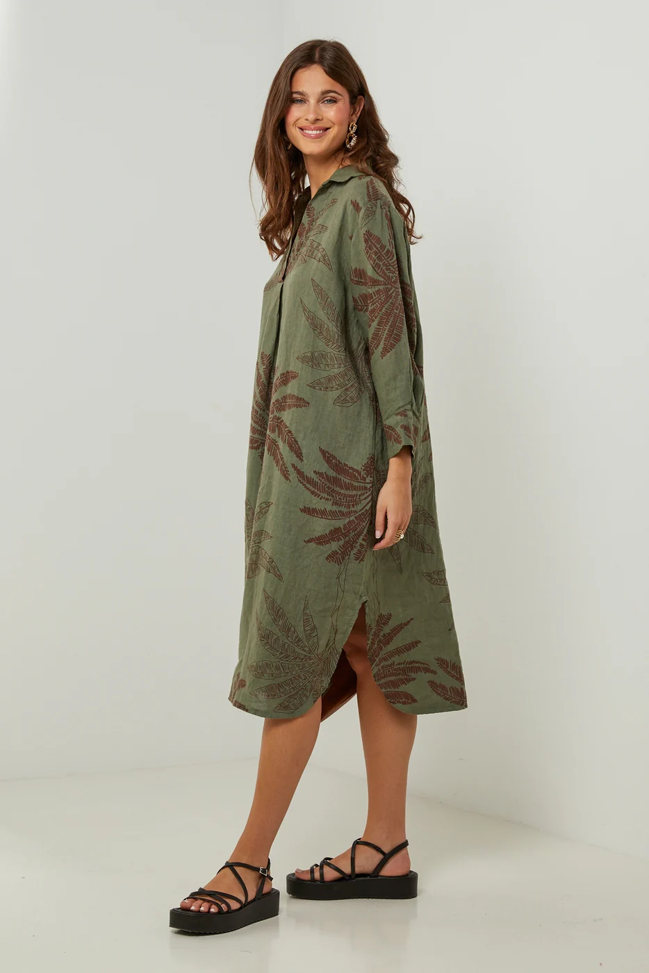 Autour Du Lin - Robe - Kaki - Femme - Image 4