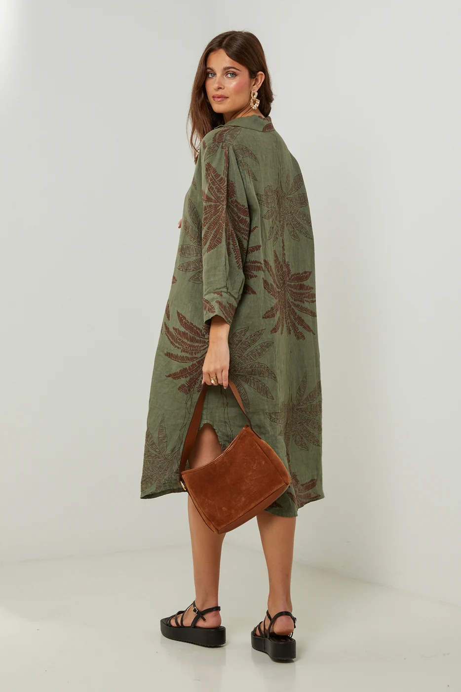 Autour Du Lin - Robe - Kaki - Femme - Image 5