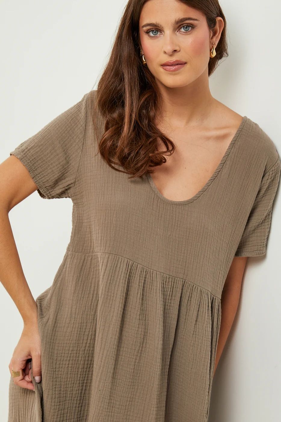 Robe - Taupe - Femme - Image 2