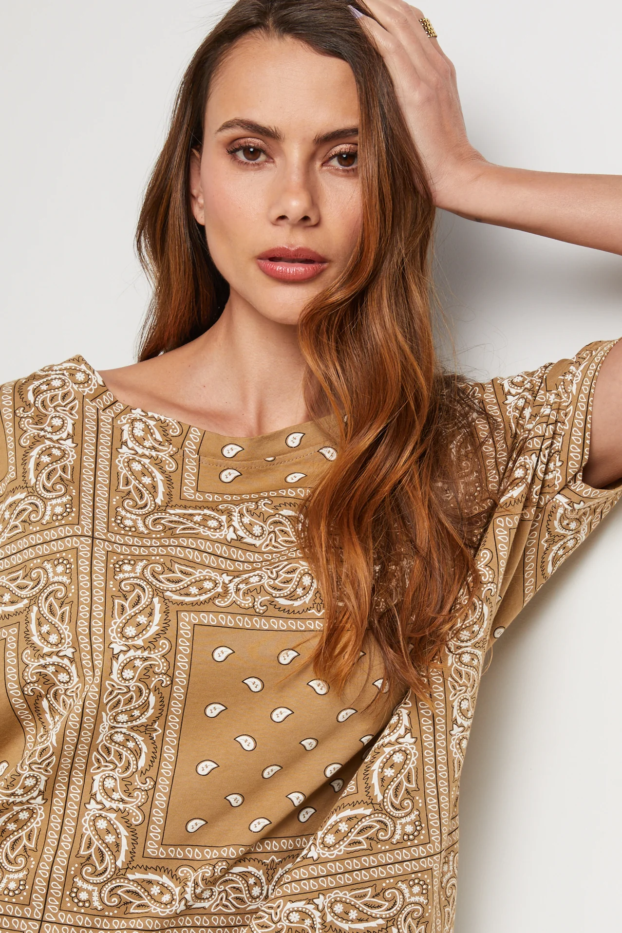 T-Shirt Bandana - Camel - Femme - Image 2