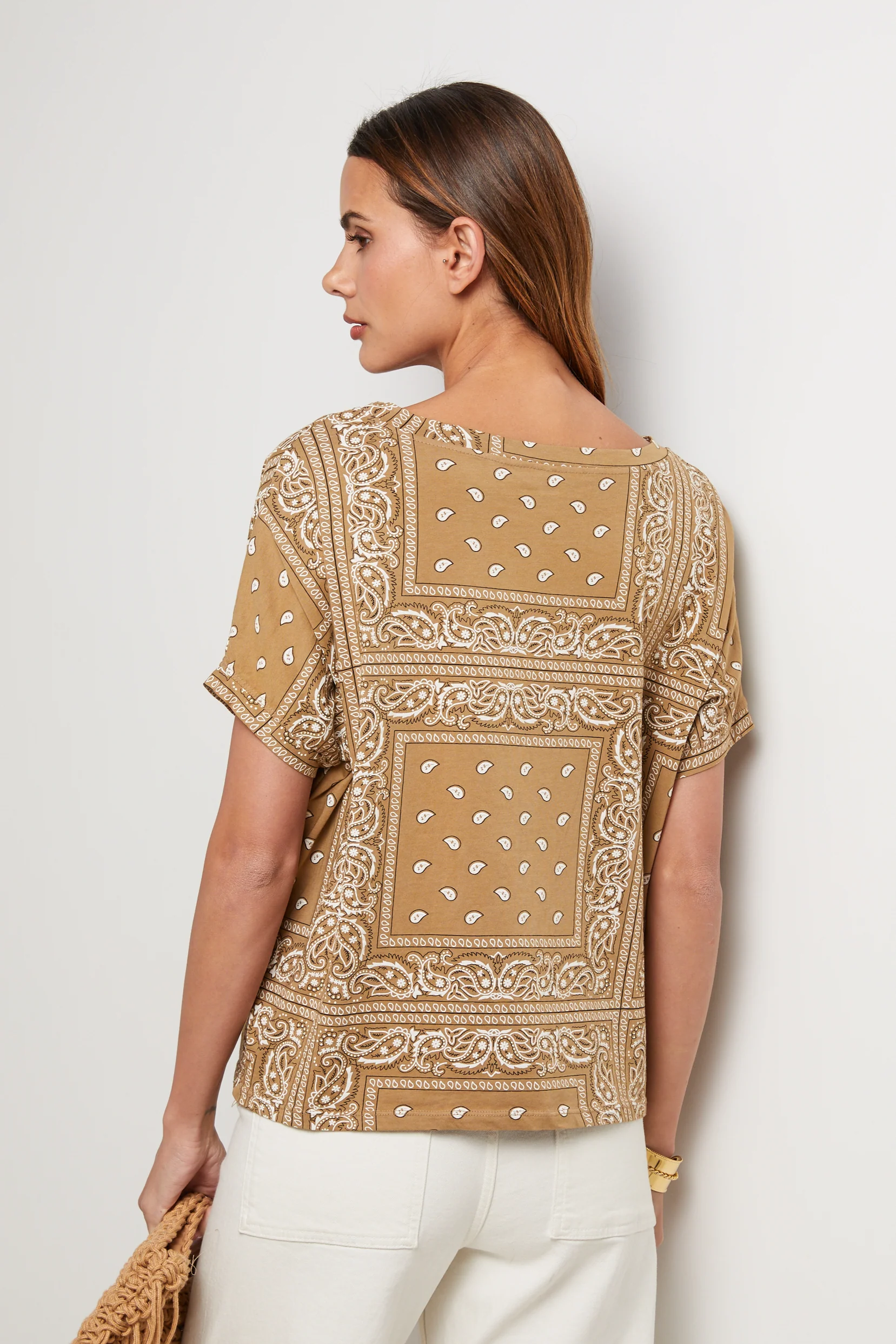 T-Shirt Bandana - Camel - Femme - Image 3