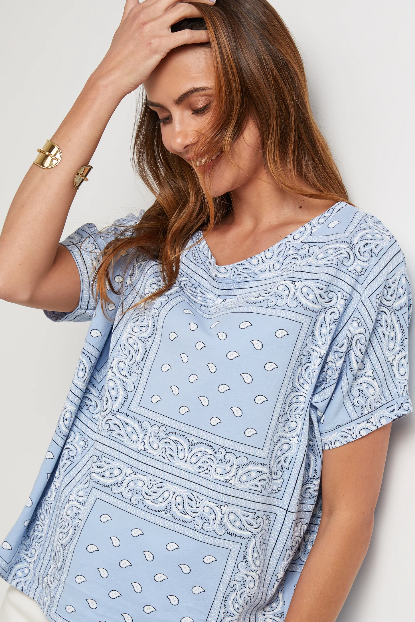 T-Shirt Bandana - Ciel - Femme - Image 2