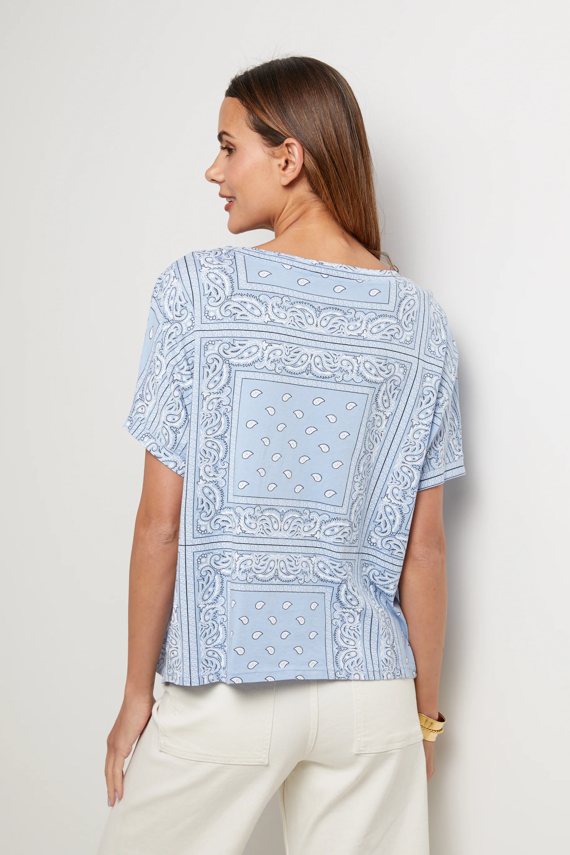 T-Shirt Bandana - Ciel - Femme - Image 3