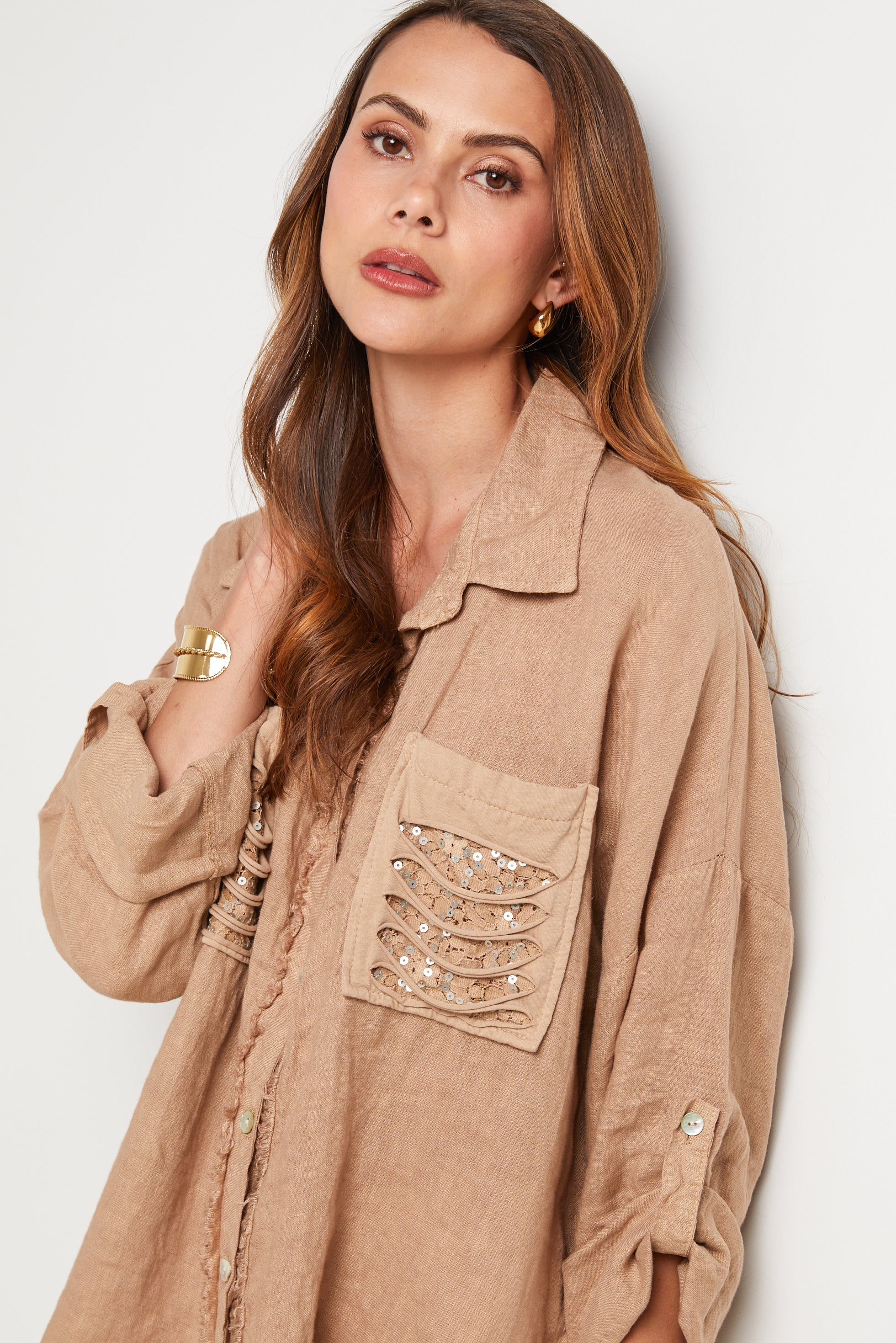 Chemise - Camel - Femme - Image 2