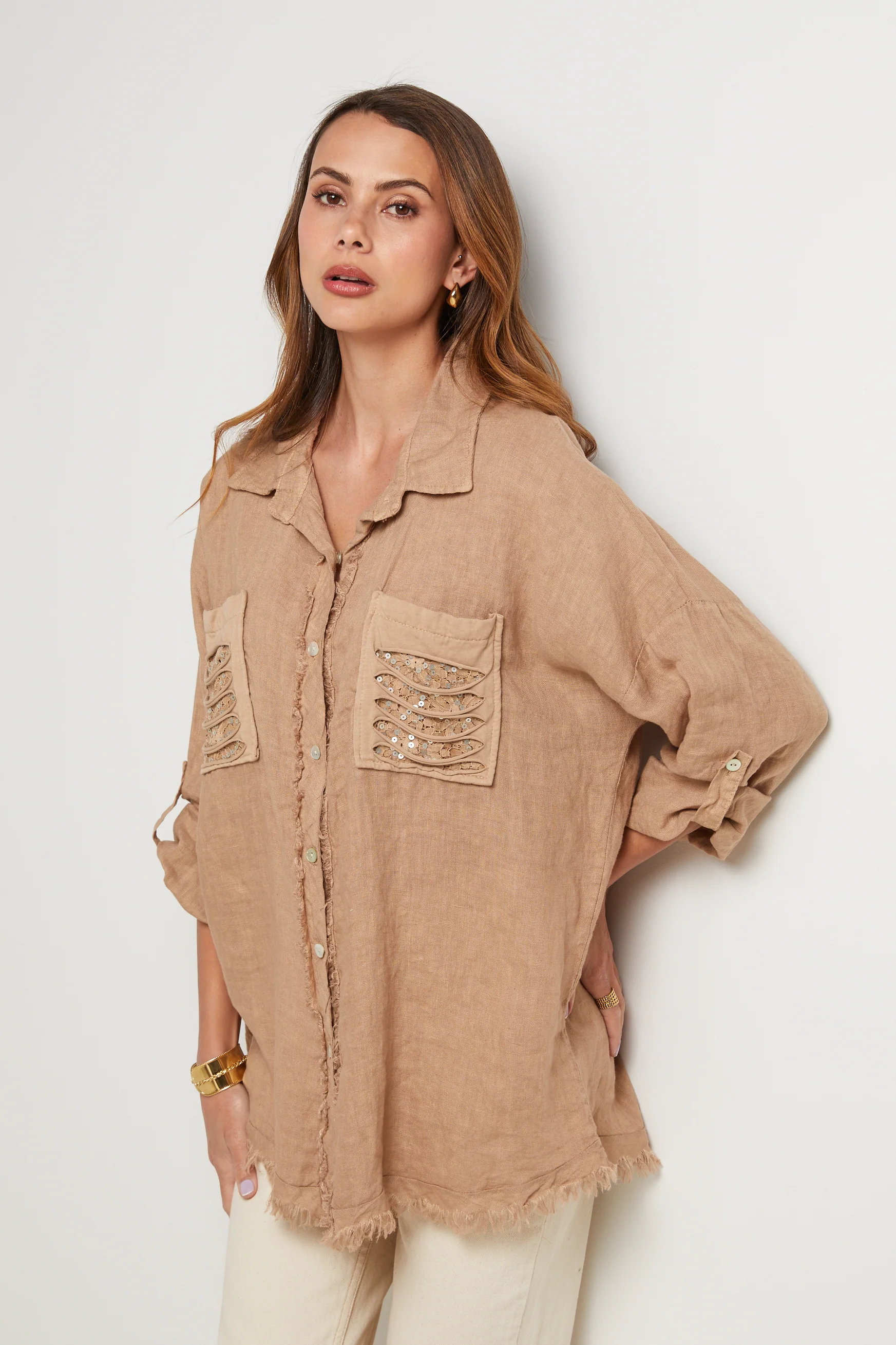 Chemise - Camel - Femme - Image 4