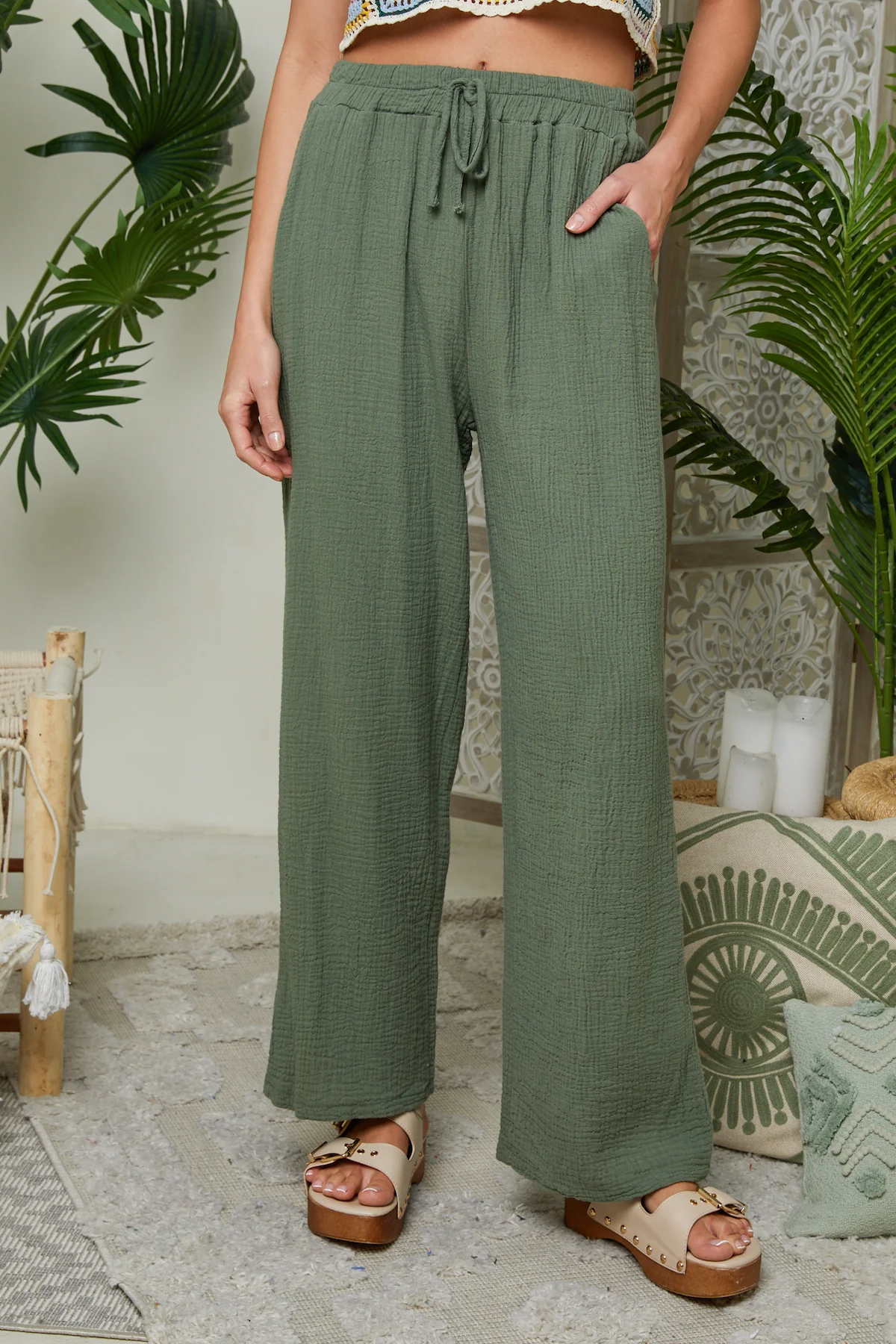 Pantalon - Kaki - Femme - Image 3